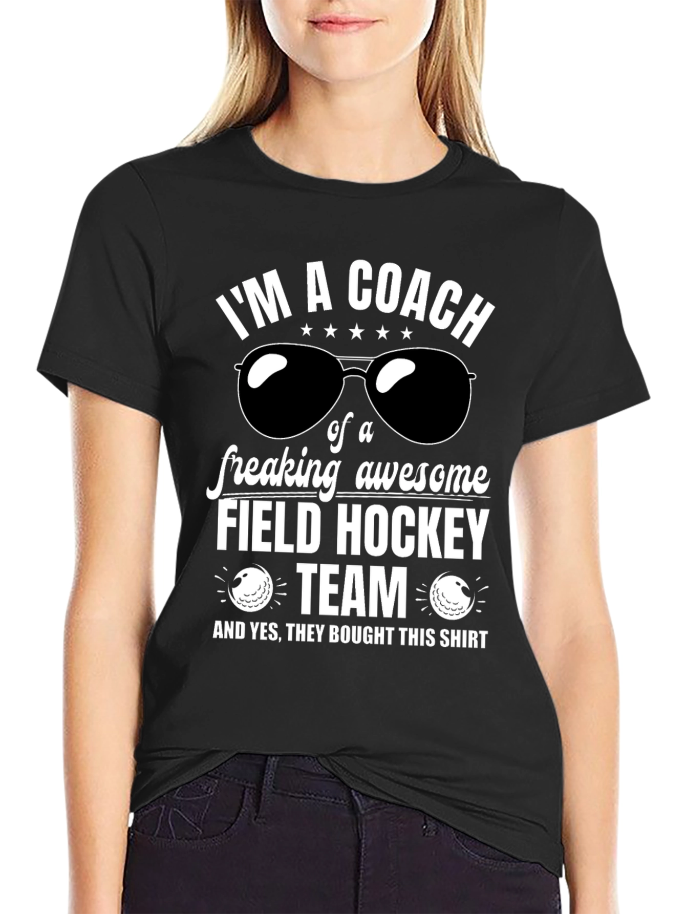 Black Field Hockey Coach T-Shirt - Awesome Team Gift view 2