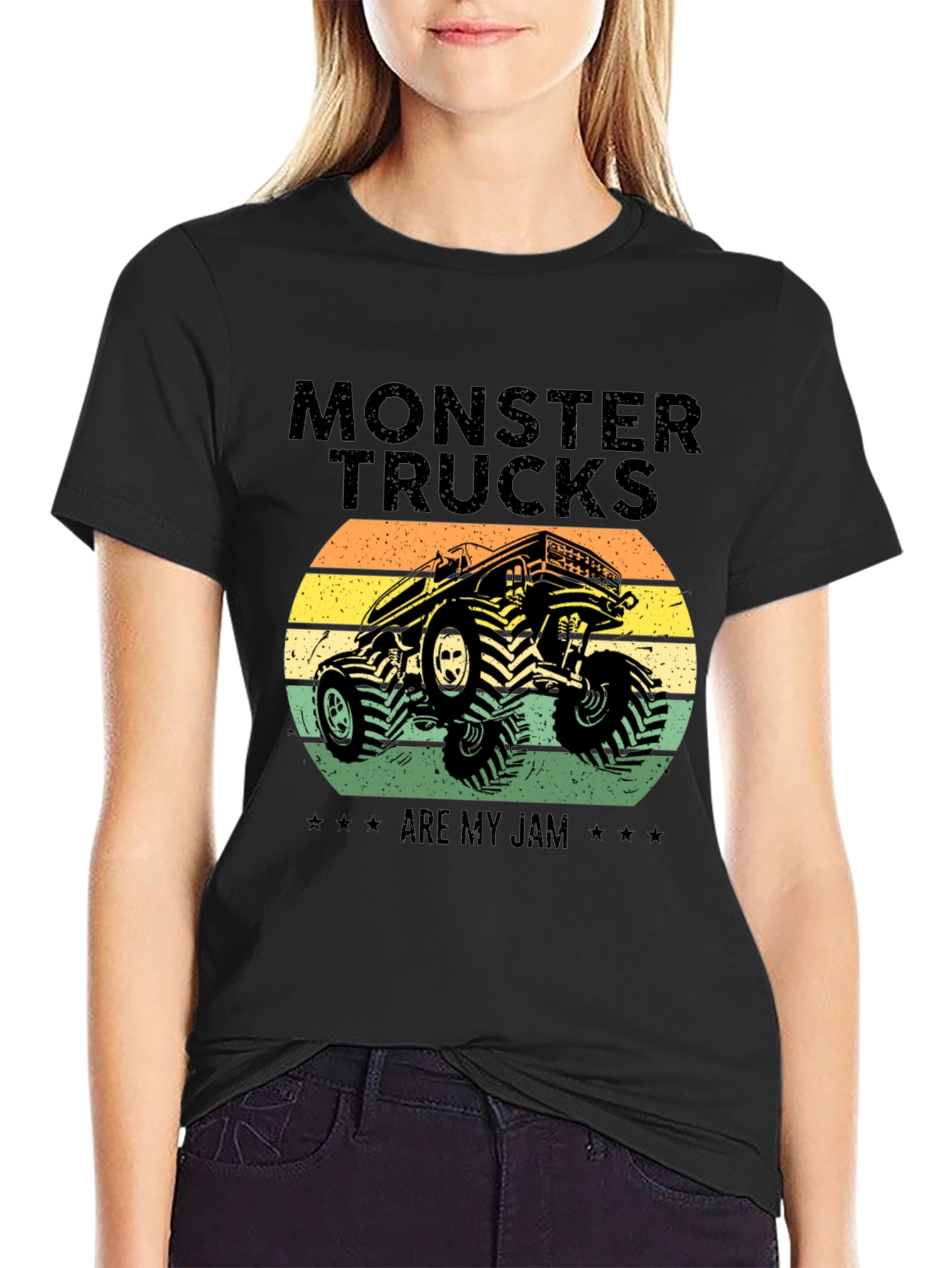 Black Monster Trucks Are My Jam T-Shirt view 2