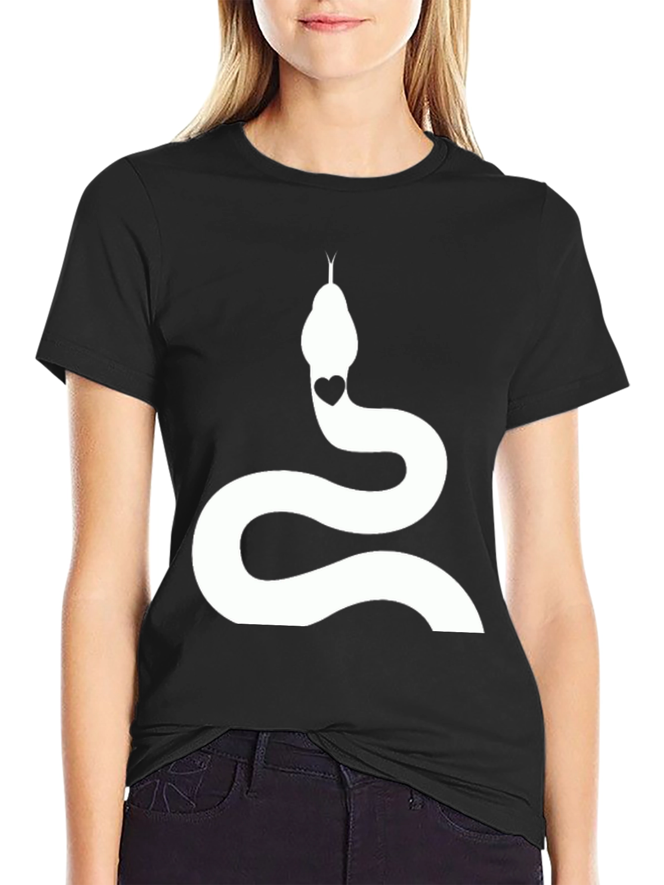 Black Snake Heart Graphic Tee - Stylish Cotton T-Shirt view 2