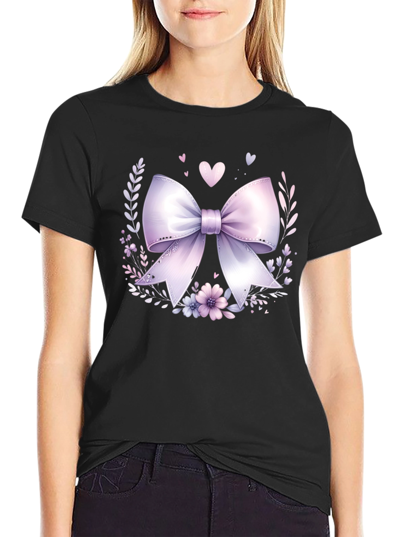 Floral Bow Graphic Tee - Stylish Casual Wear - 2