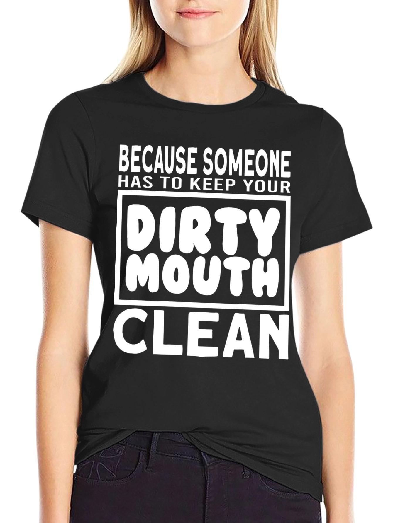 Black Dirty Mouth Clean T-Shirt - Funny Graphic Tee view 2