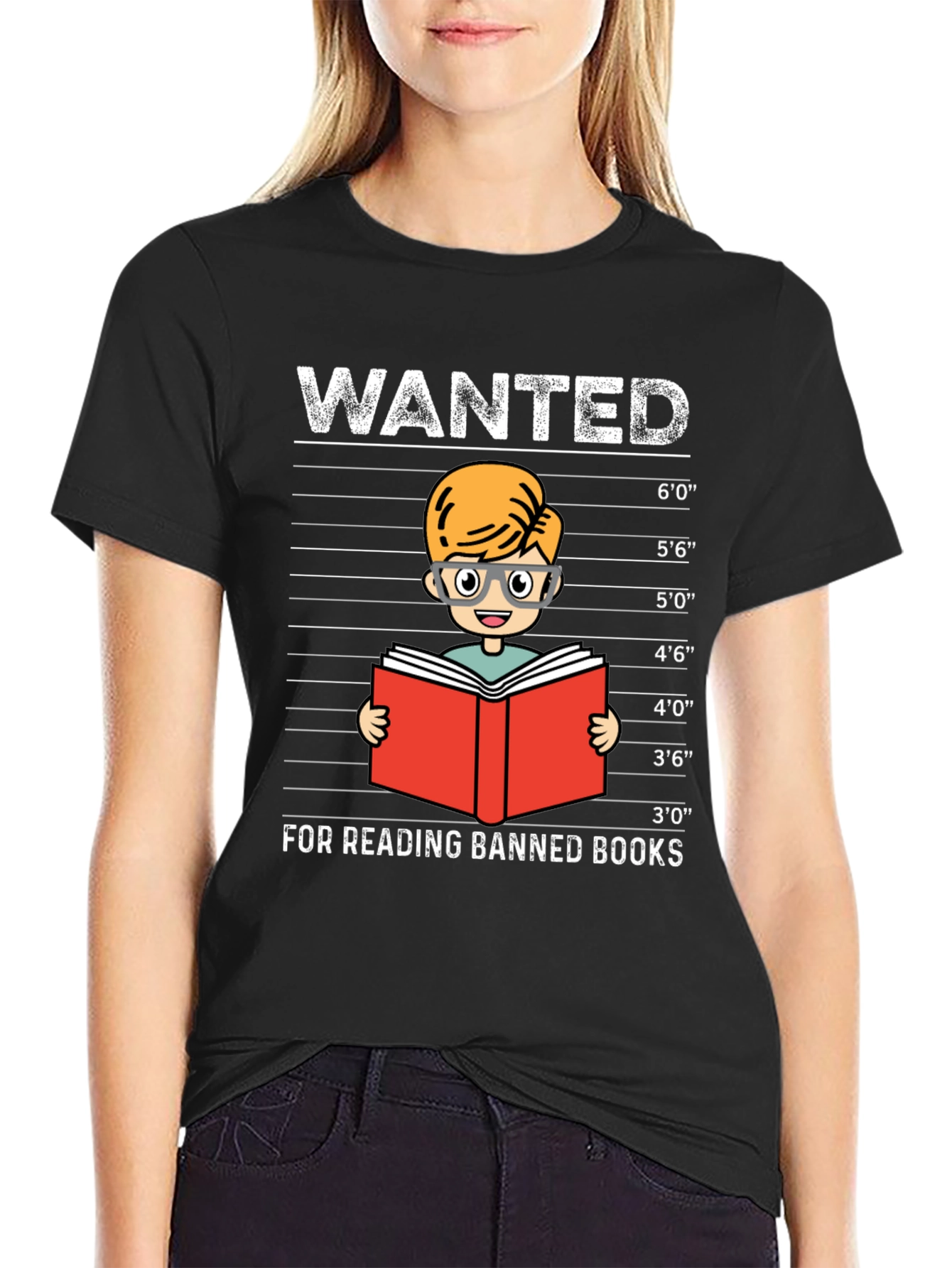 Black Wanted For Reading Banned Books T-Shirt view 2