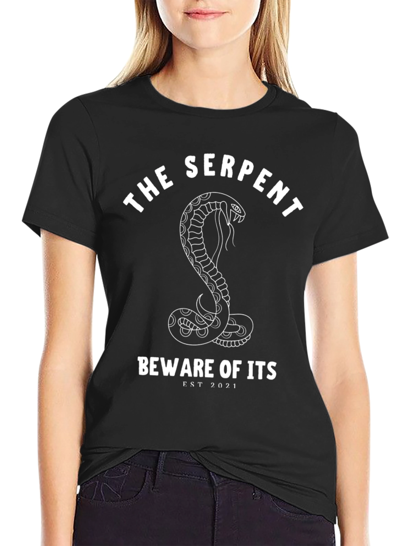 Black The Serpent T-Shirt - Cobra Design - Beware view 2