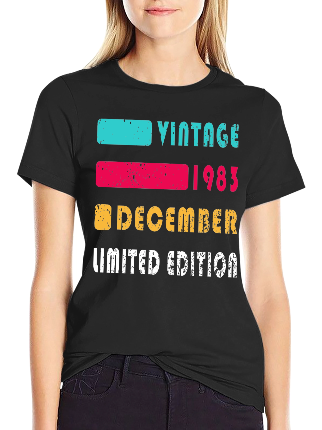 Black Vintage 1983 December Limited Edition T-Shirt view 2