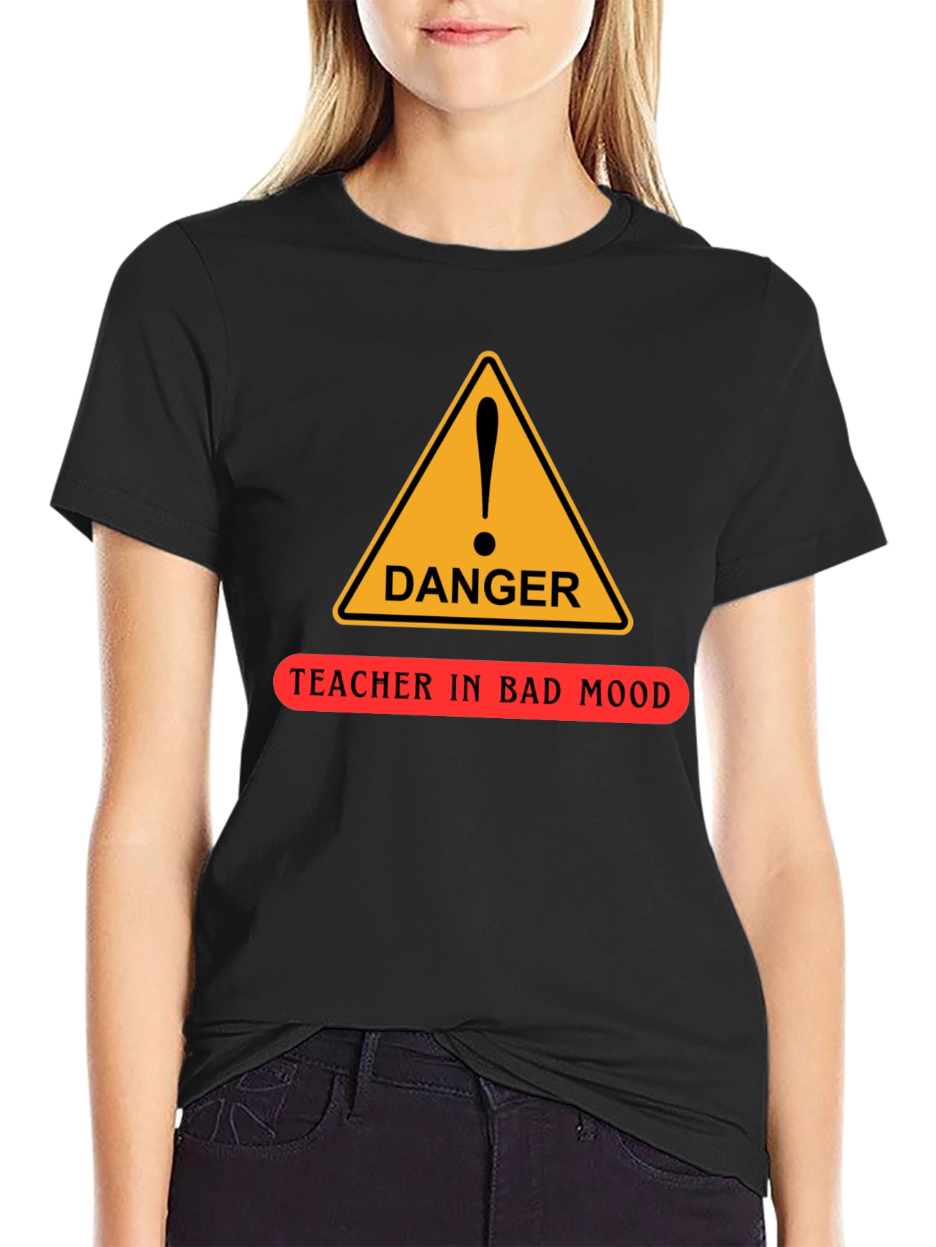 Black Danger Teacher in Bad Mood Funny T-Shirt view 2