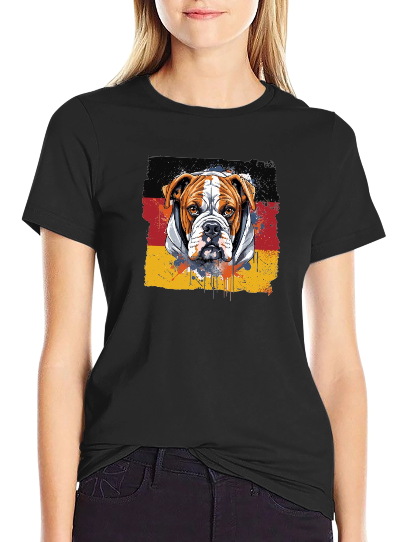 Black Bulldog Germany Flag Graphic T-Shirt view 2