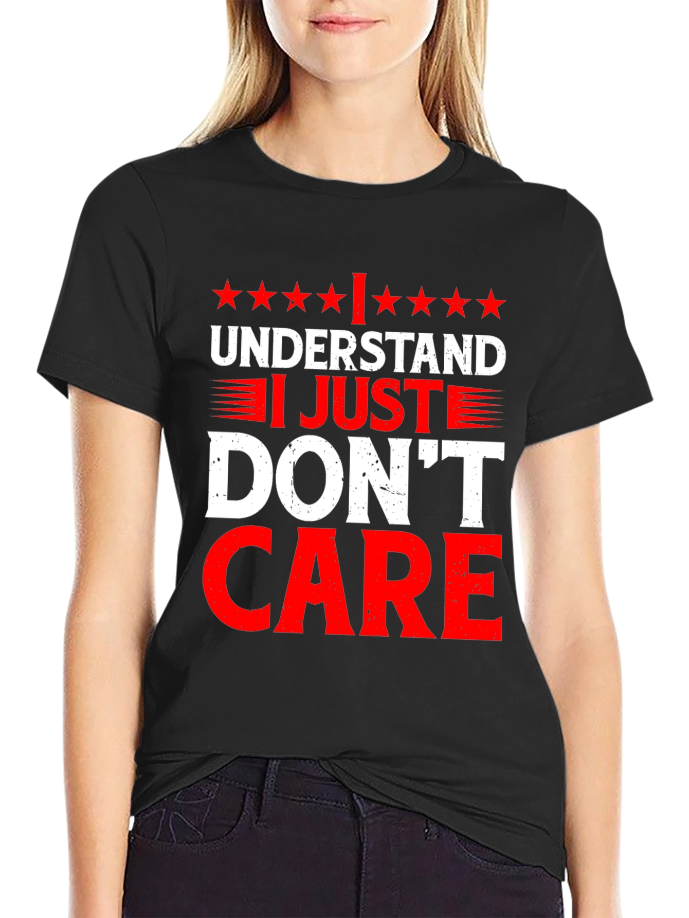 Black Funny I Understand I Just Don't Care Graphic T-Shirt view 2