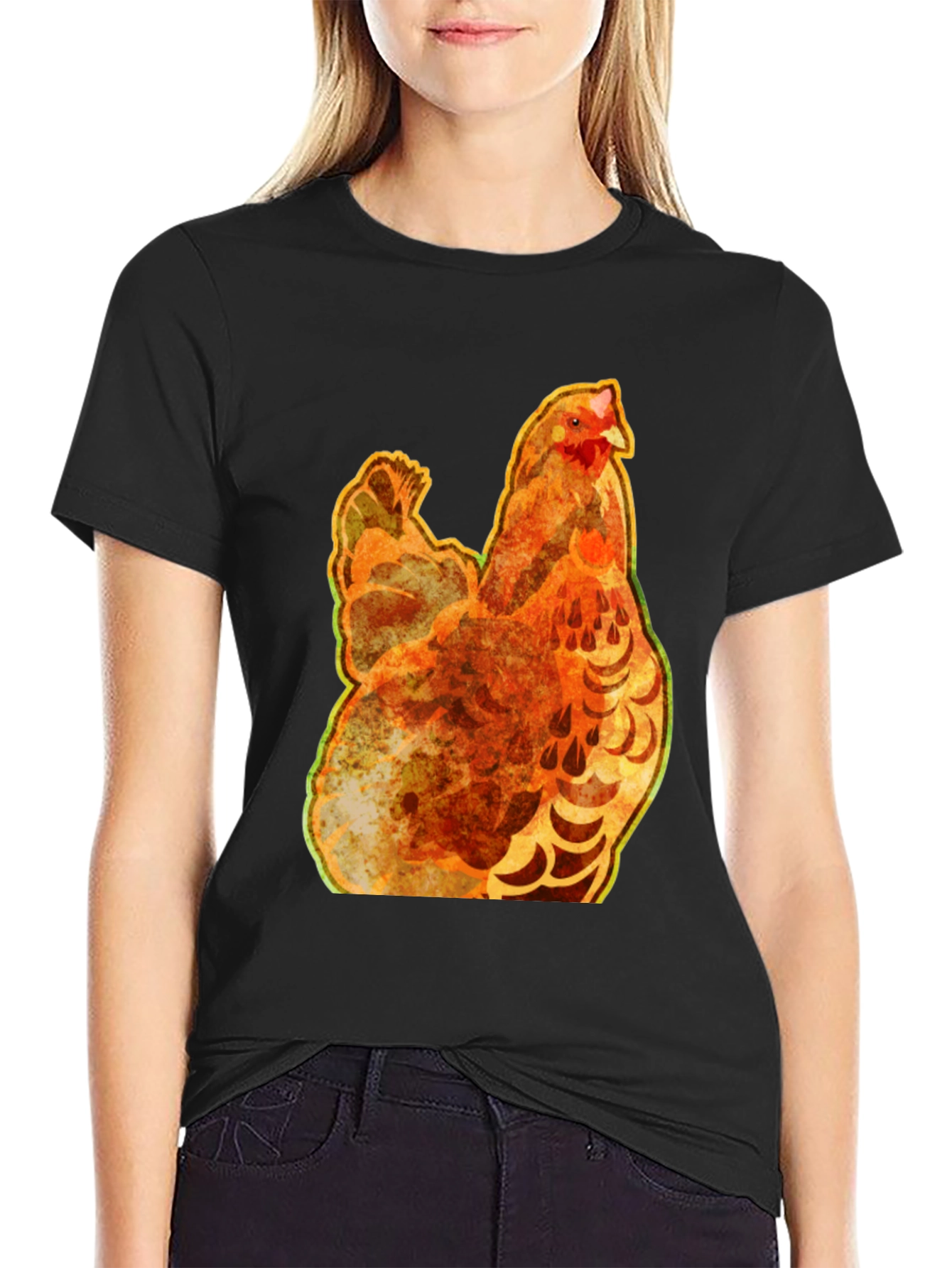 Black Chicken Graphic Tee - Quirky Animal Shirt view 2