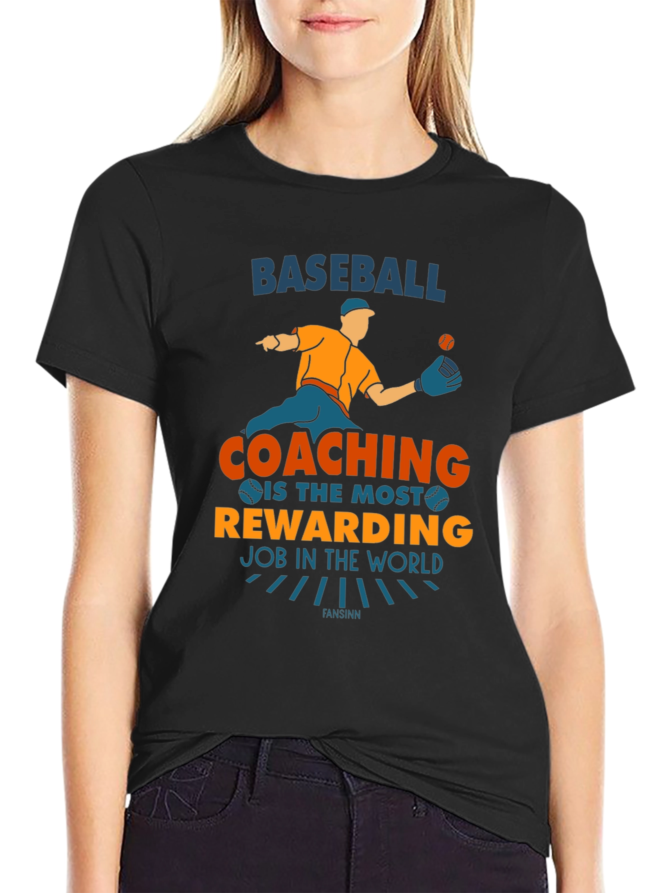 Black Baseball Coaching T-Shirt: Most Rewarding Job Graphic Tee view 2