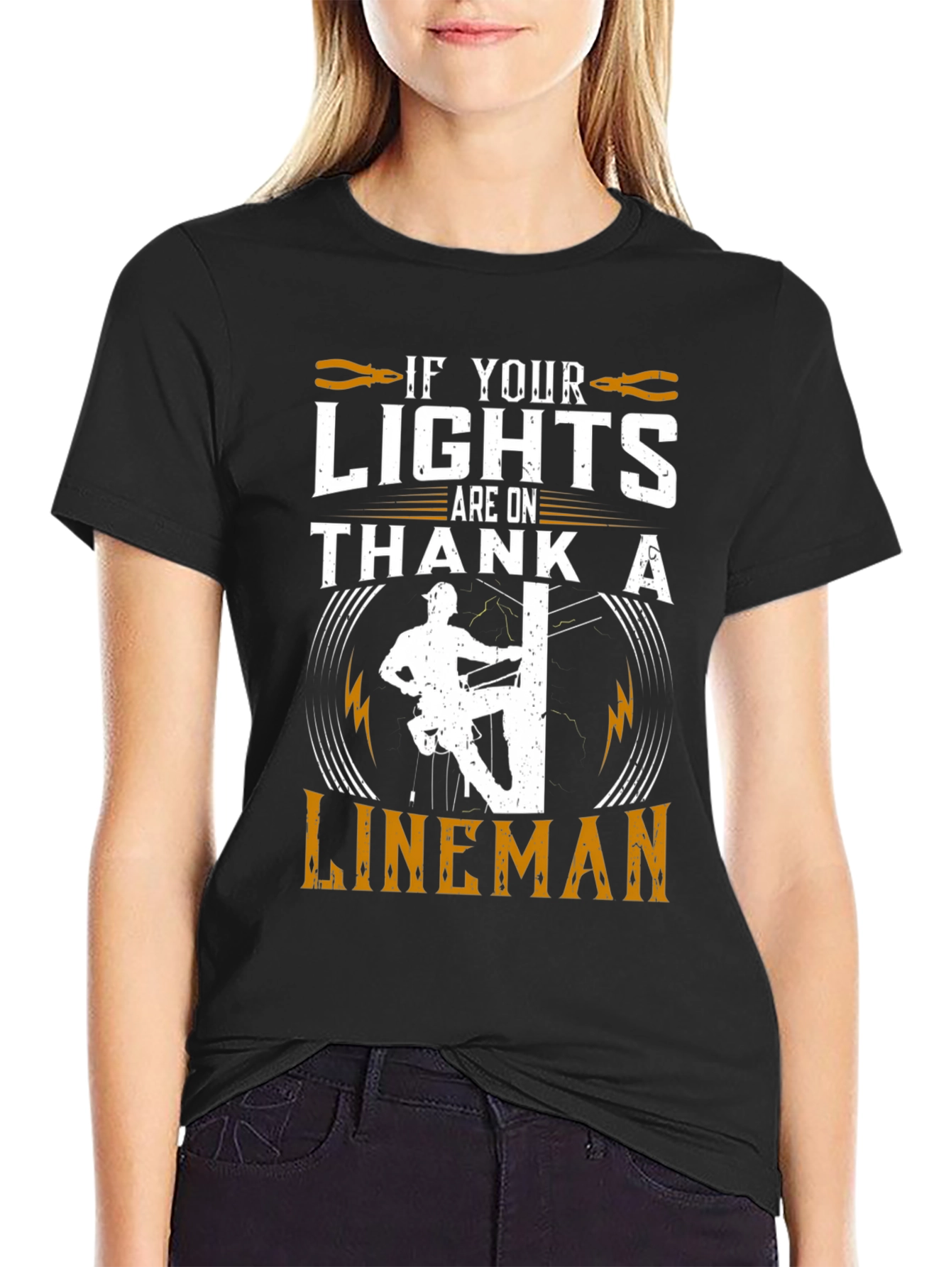 Black Lineman Tribute Graphic Tee - Electrical Worker Pride view 2