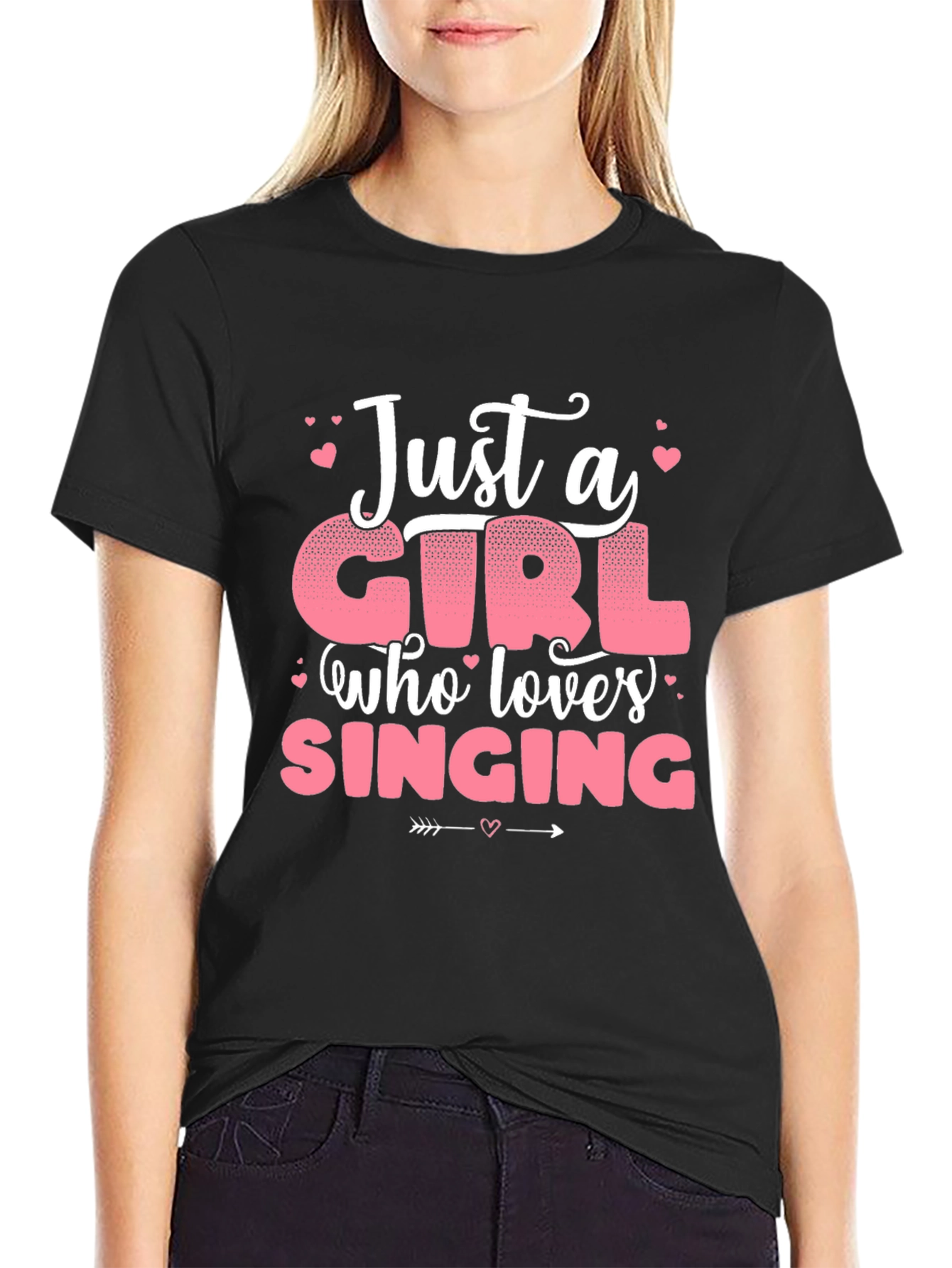 Black Just a Girl Who Loves Singing T-Shirt view 2