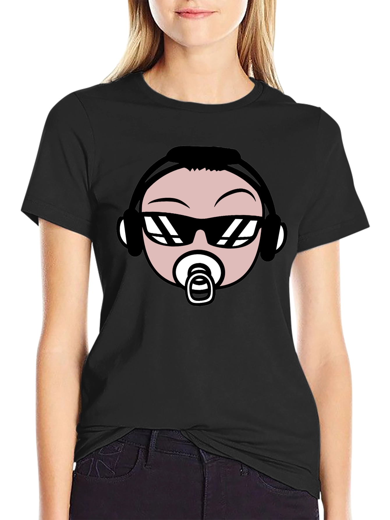 Black Cool Baby DJ T-Shirt - Black Cotton Graphic Tee view 2