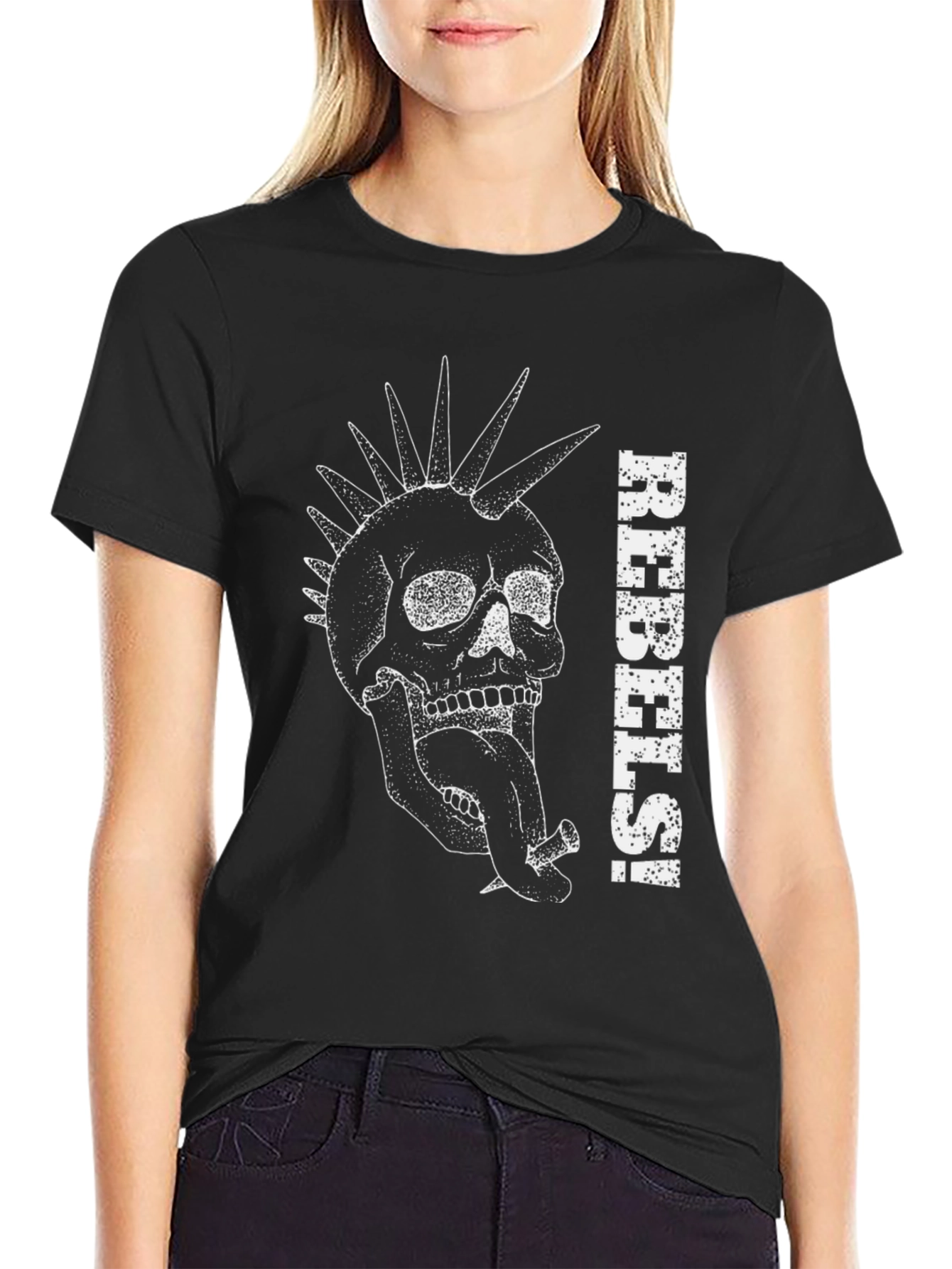 Black Rebels Skull Graphic Black T-Shirt view 2