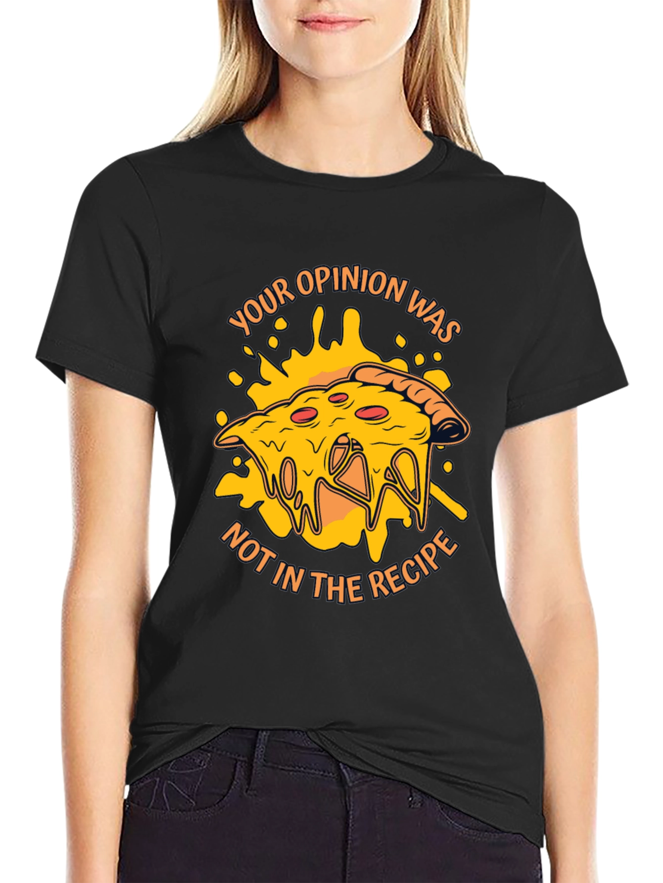 Black Pizza Opinion T-Shirt - Humorous Graphic Tee view 2
