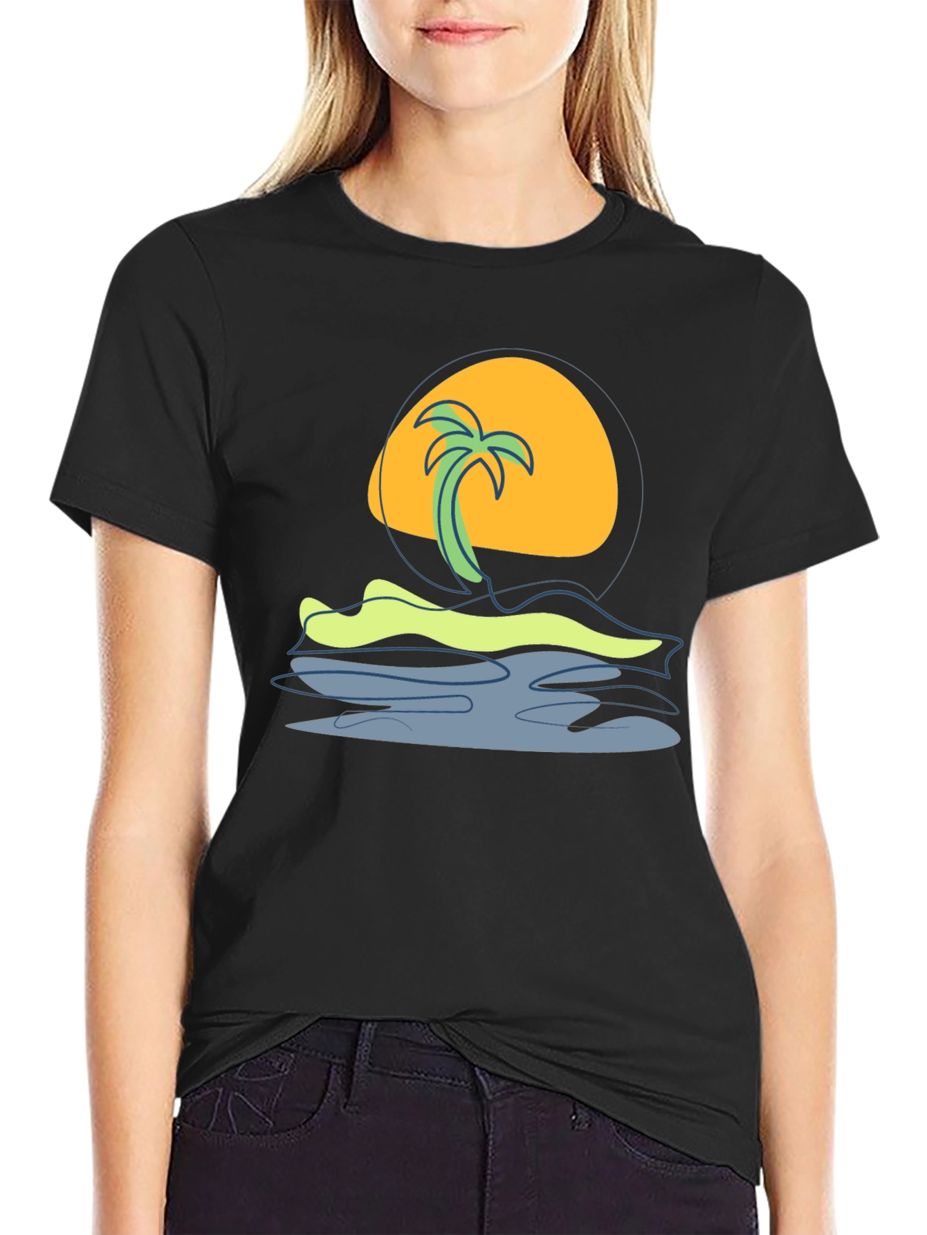 Black Tropical Sunset Graphic Tee - Island Vibes view 2