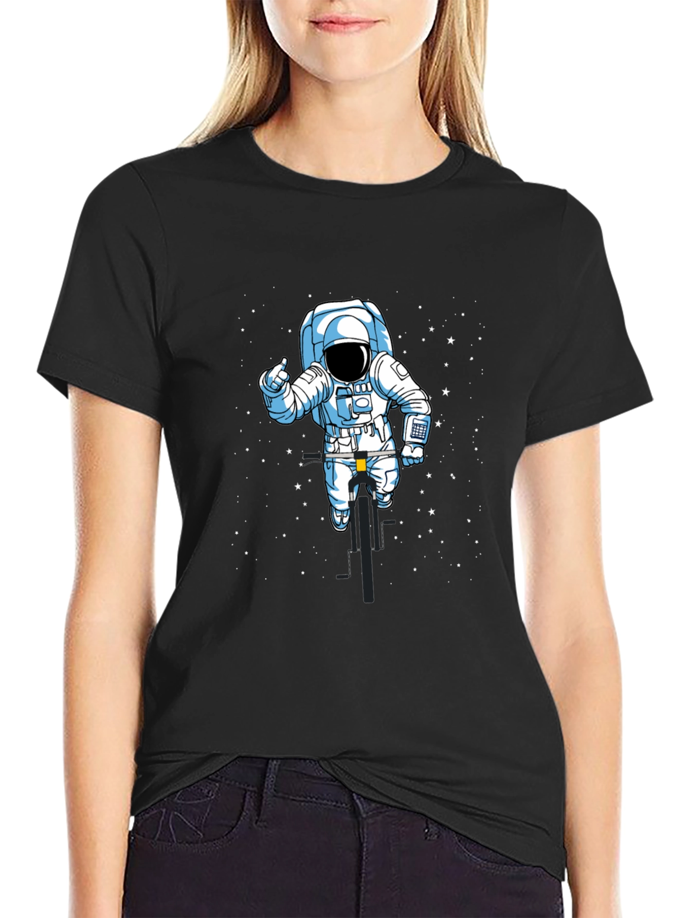 Black Astronaut Biker T-Shirt - Space Ride Tee view 2