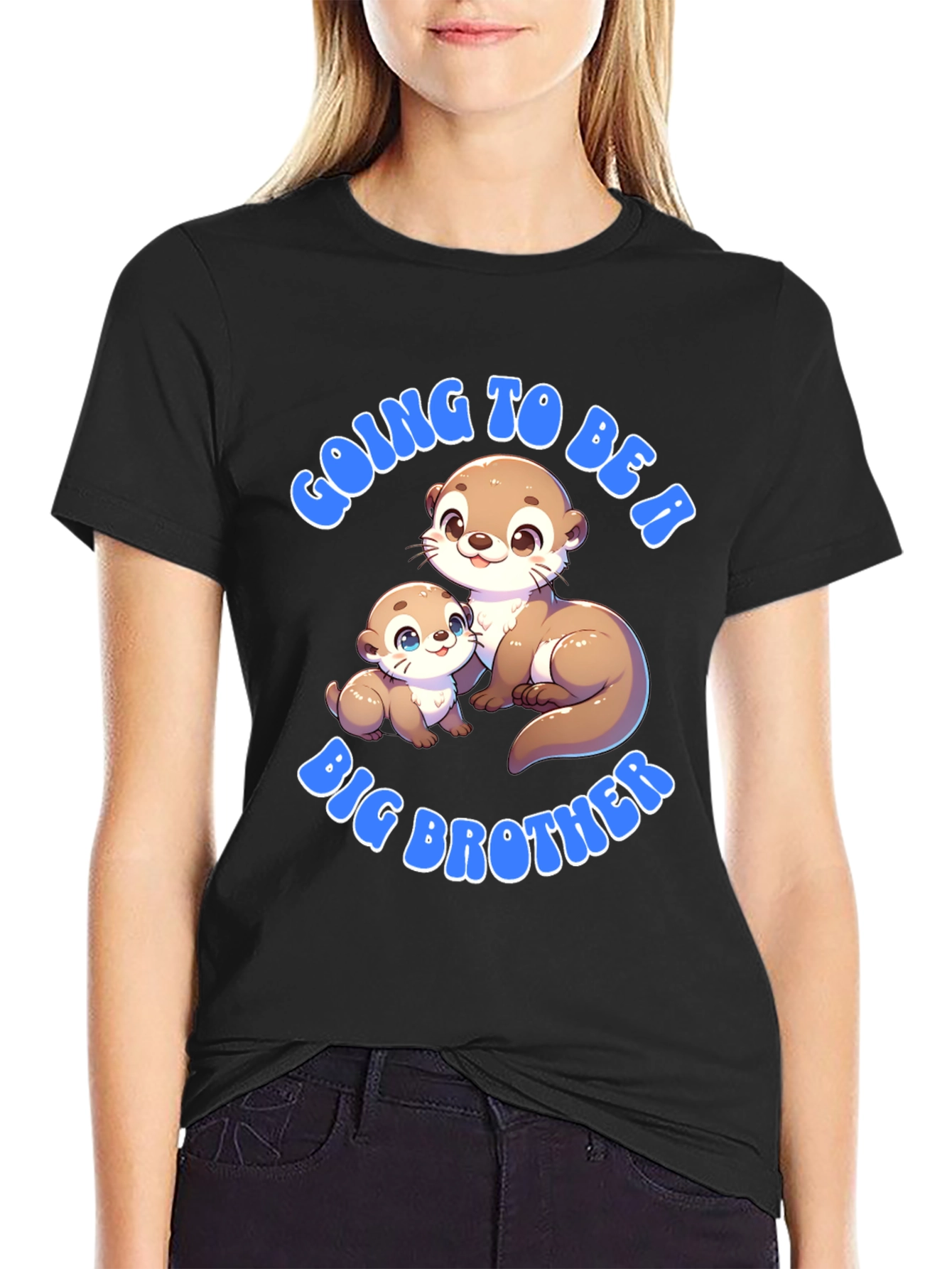 Black Going to be a Big Brother Otter T-Shirt view 2