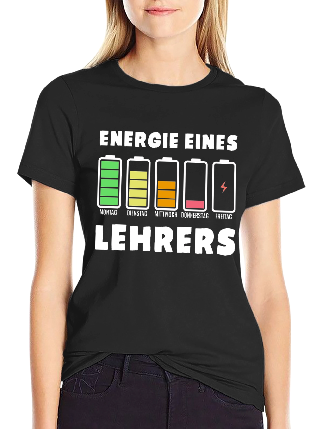 Black Teacher Energy Level T-Shirt view 2
