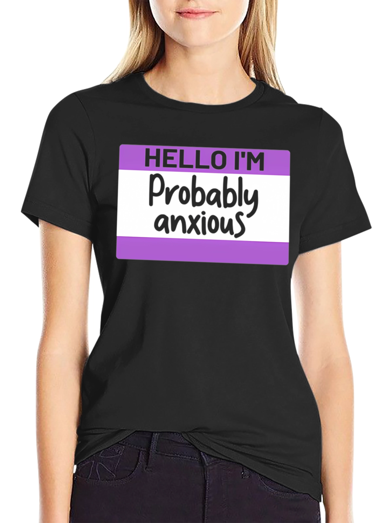 Black Probably Anxious T-Shirt - Funny Graphic Tee view 2