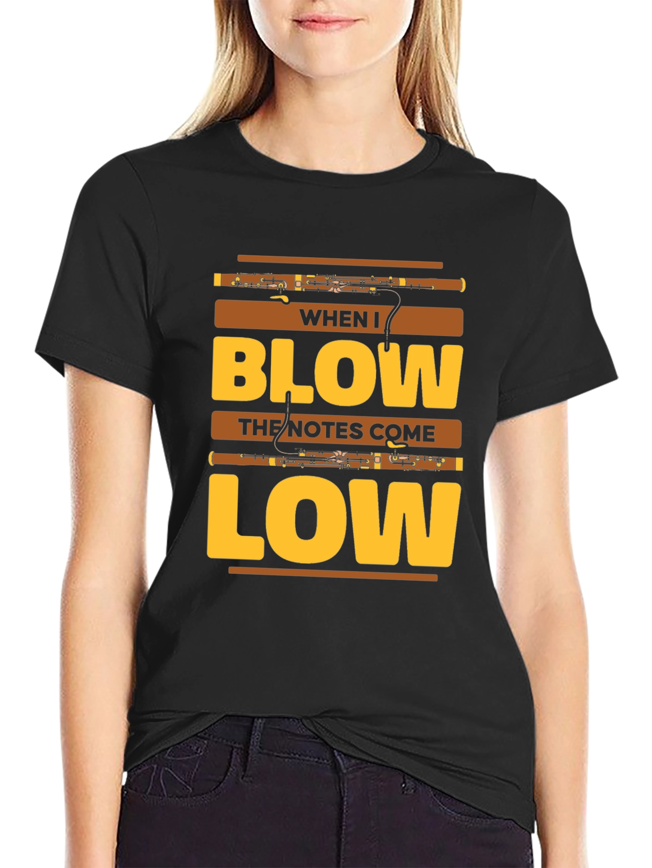 Black When I Blow Bassoon T-Shirt view 2