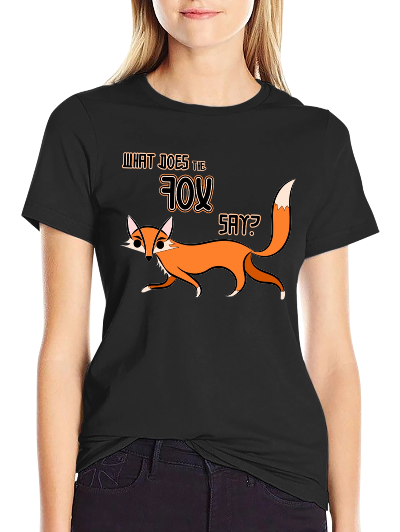 Black What Does The Fox Say Black Graphic T-Shirt view 2