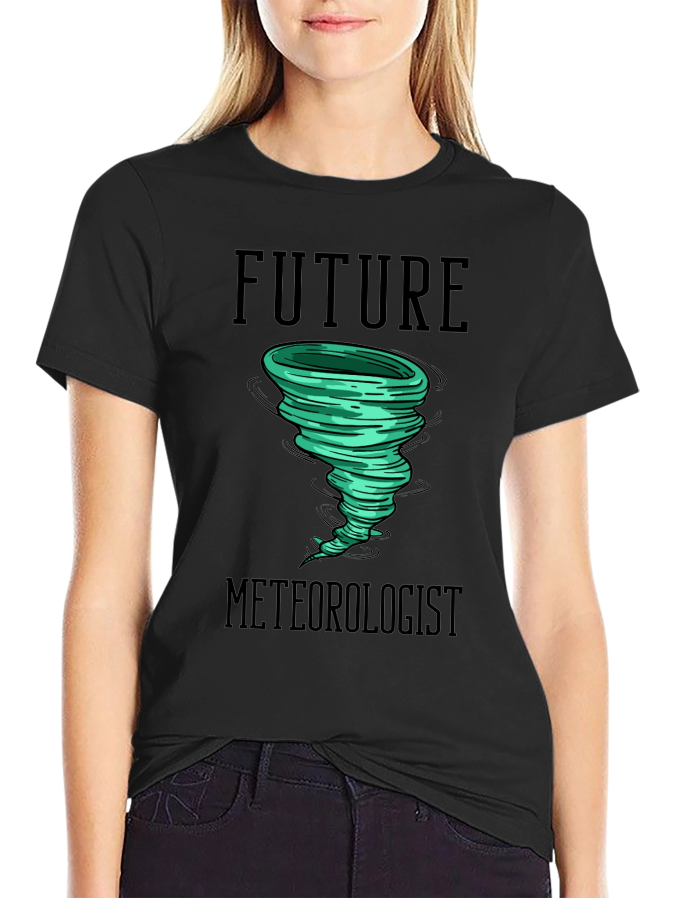 Black Future Meteorologist Tornado Graphic T-Shirt view 2