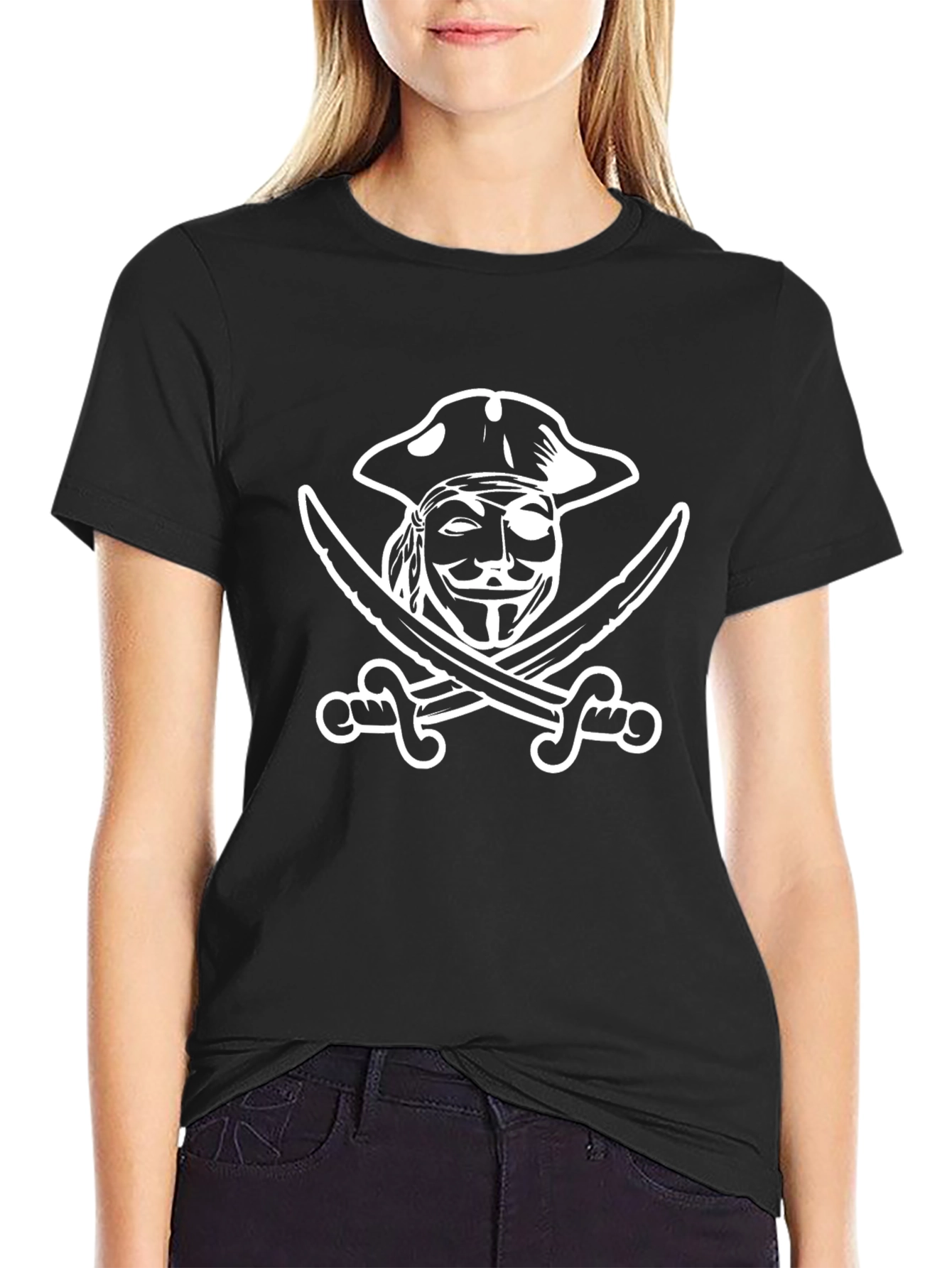 Black Pirate Anonymous T-Shirt - Black Graphic Tee view 2