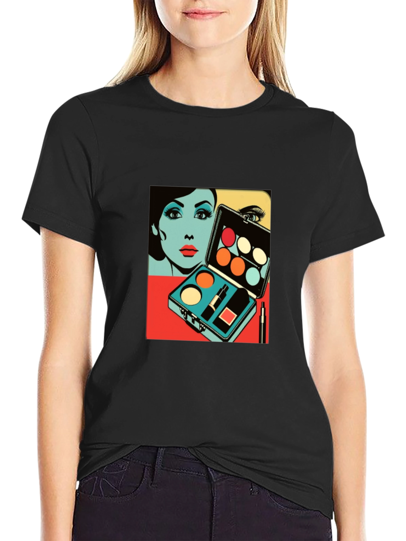 Black Retro Makeup Palette T-Shirt view 2