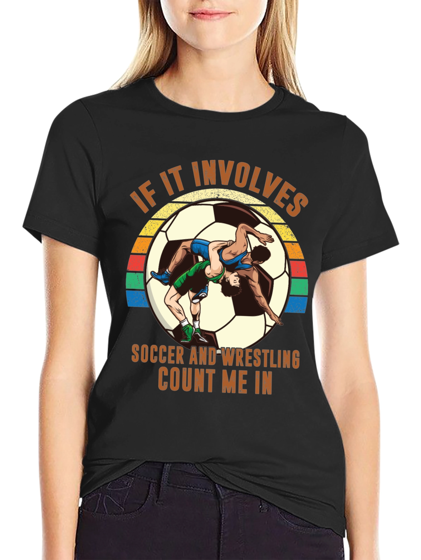 Black Soccer Wrestling T-Shirt - Count Me In! view 2