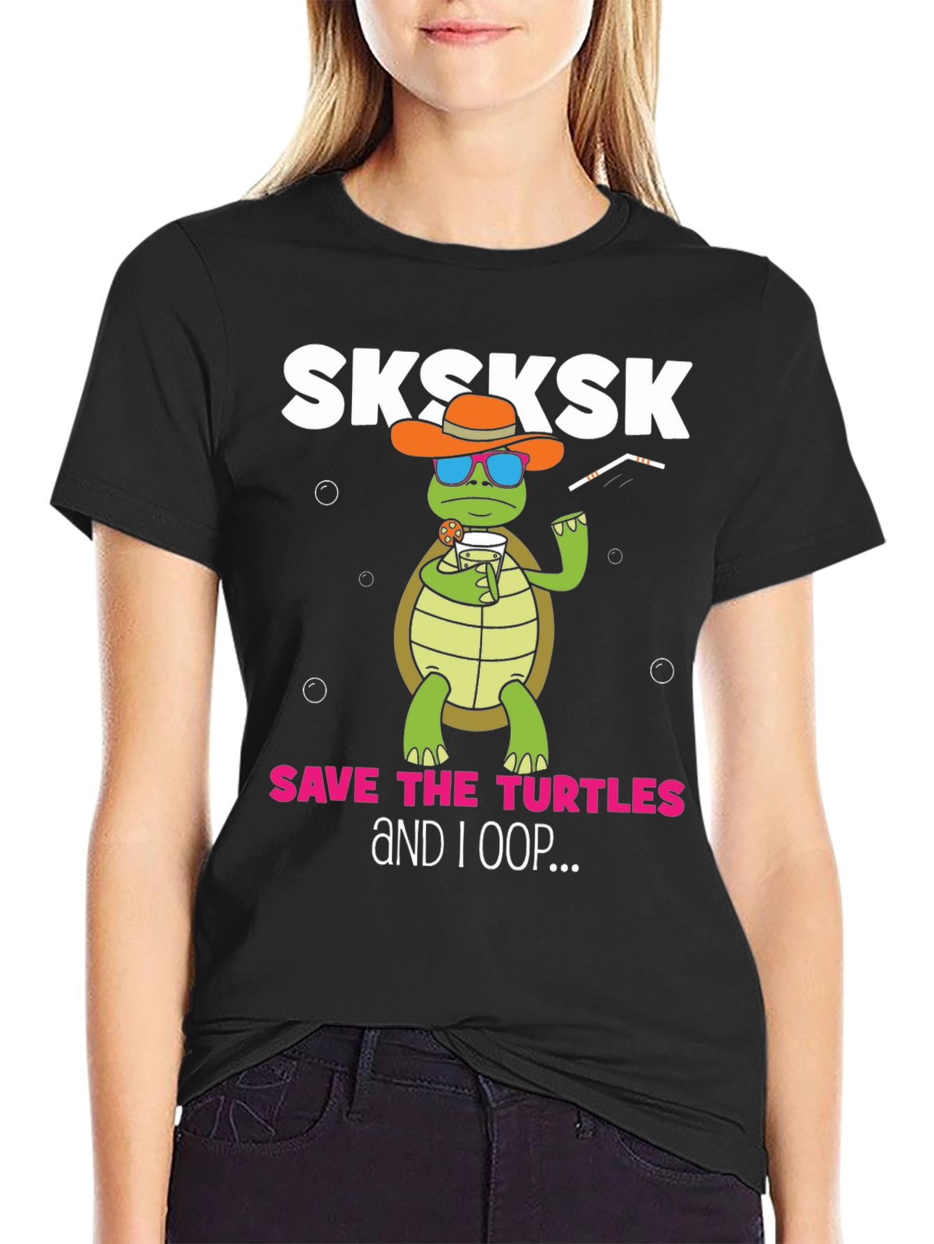Black Sksksk Save the Turtles Graphic Tee view 2