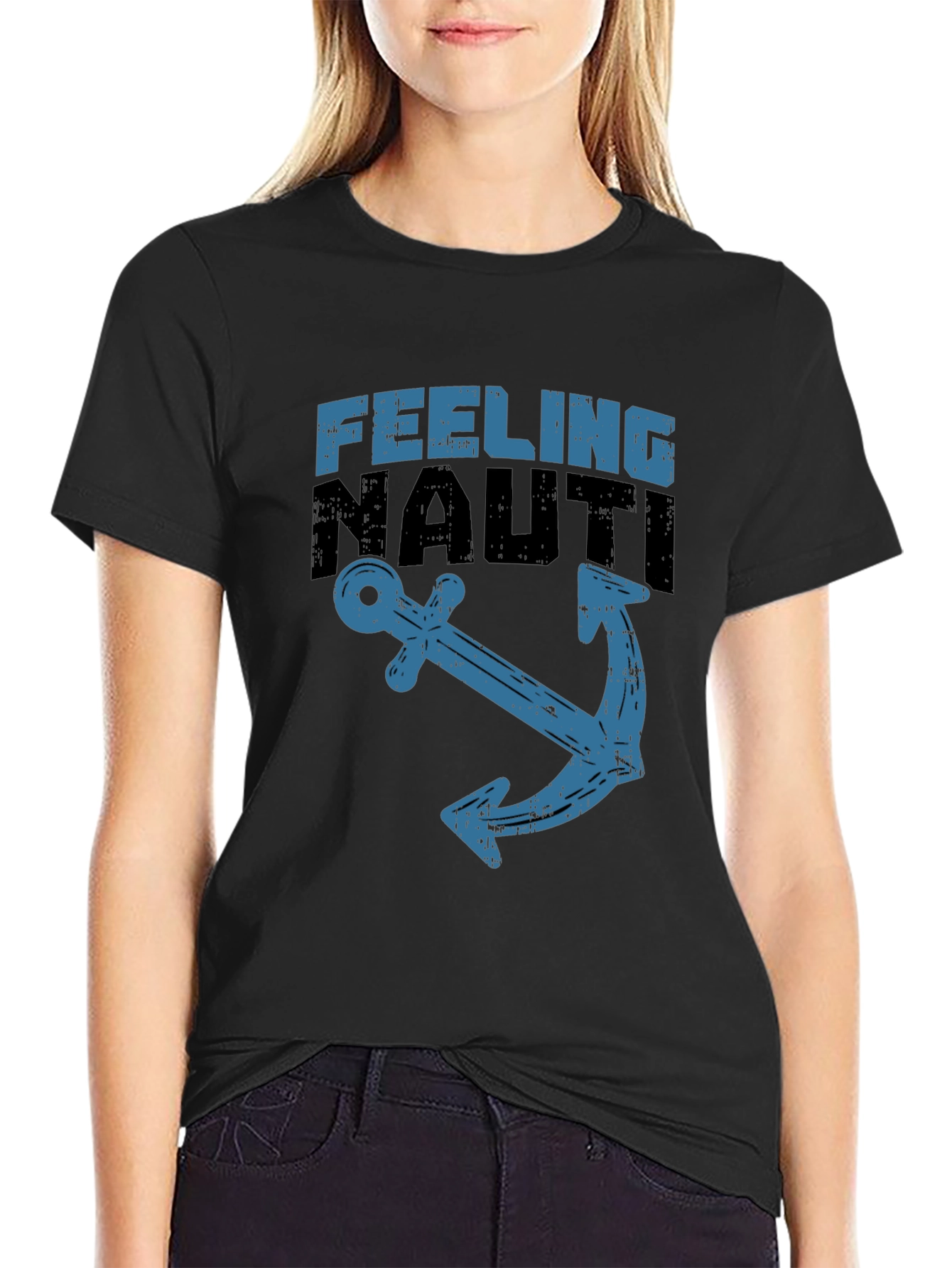 Black Feeling Nauti Anchor Graphic Tee - Black view 2