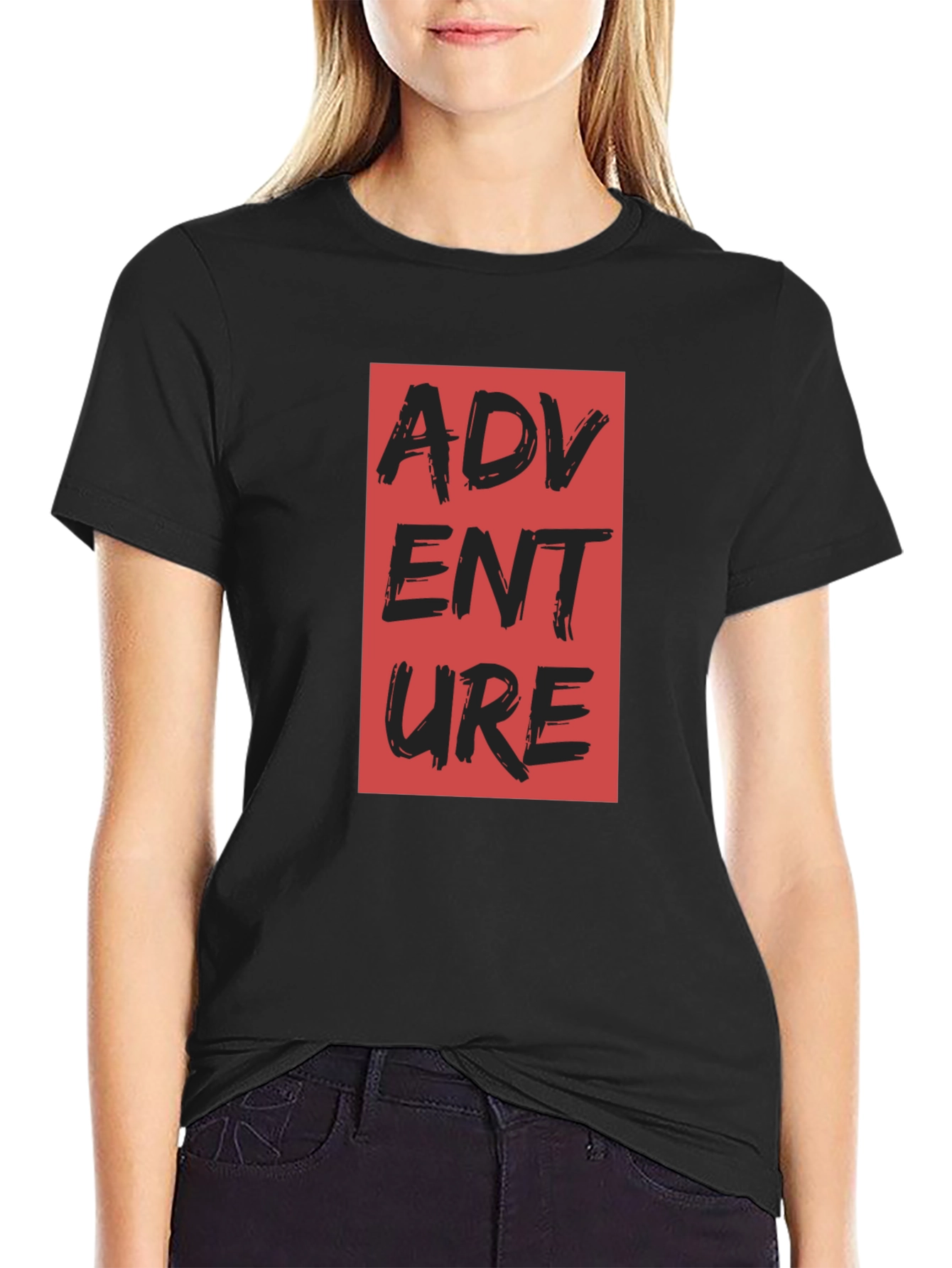 Black Adventure Graphic Print T-Shirt view 2