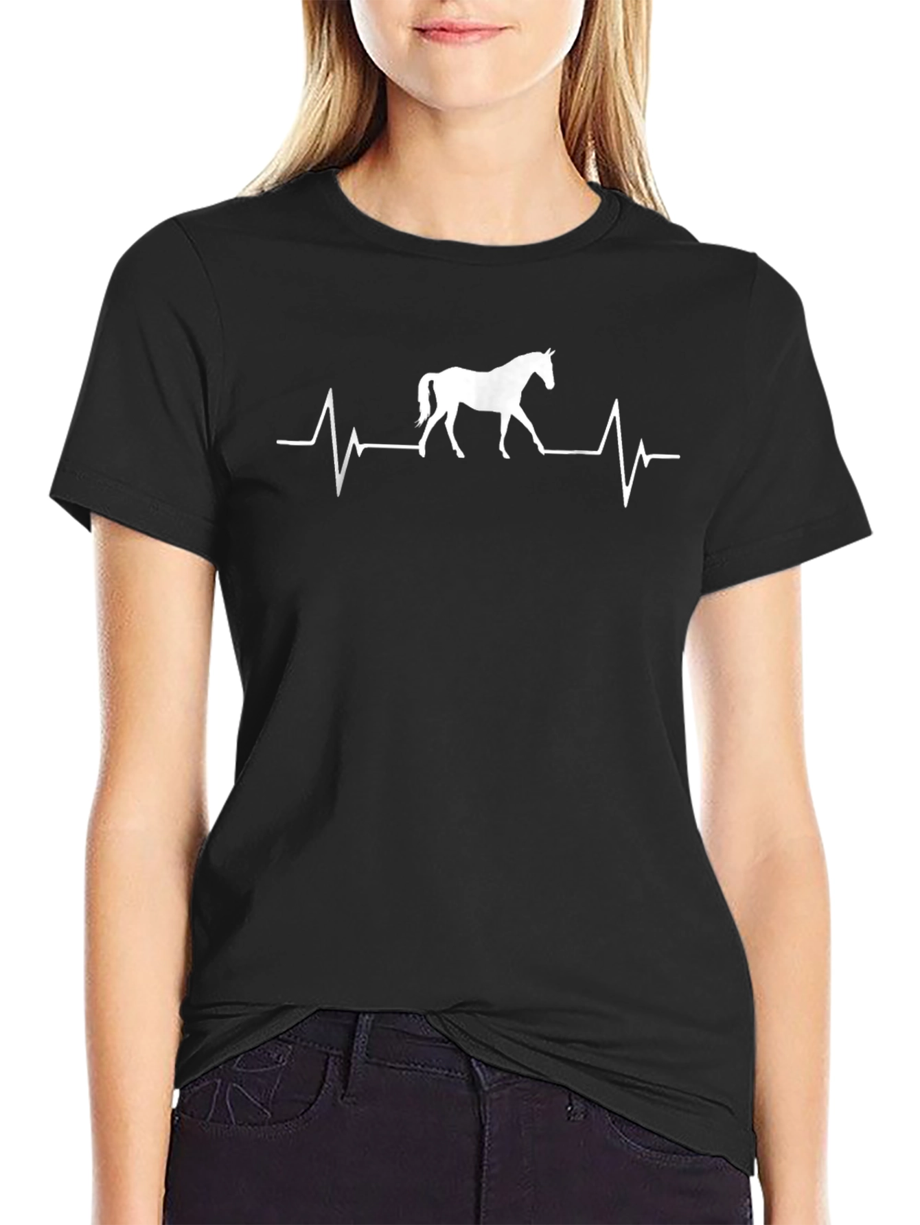 Black Horse Heartbeat Graphic Tee - Equestrian Style view 2