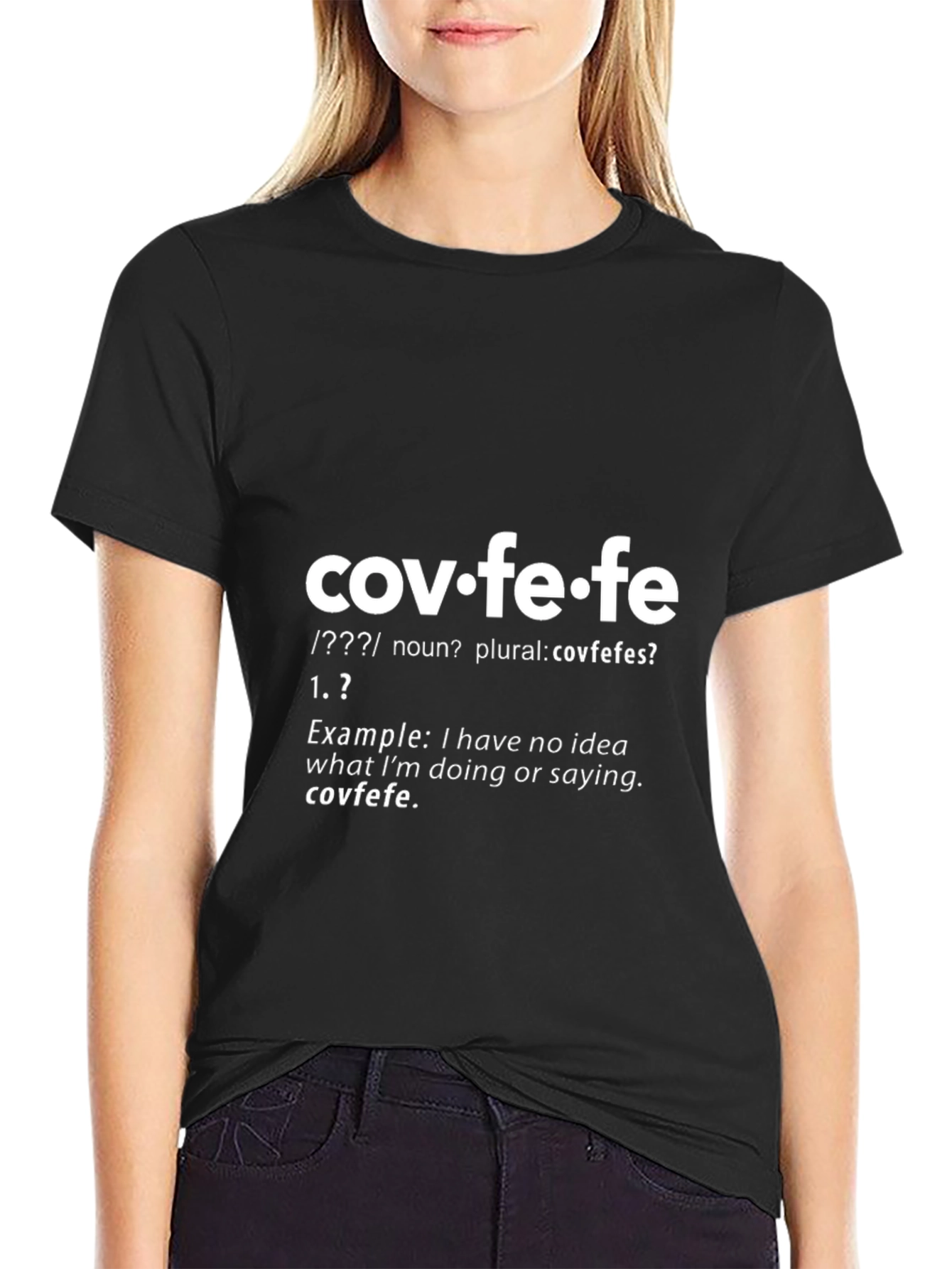 Black Covfefe Definition T-Shirt - Funny Political Humor Tee view 2