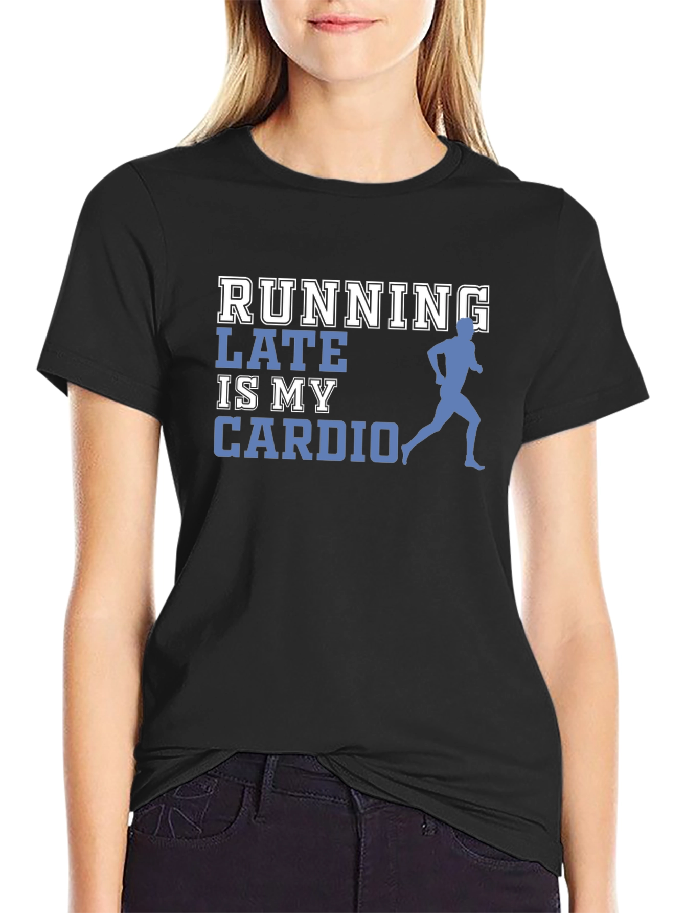 Black Running Late is My Cardio Graphic Tee view 2