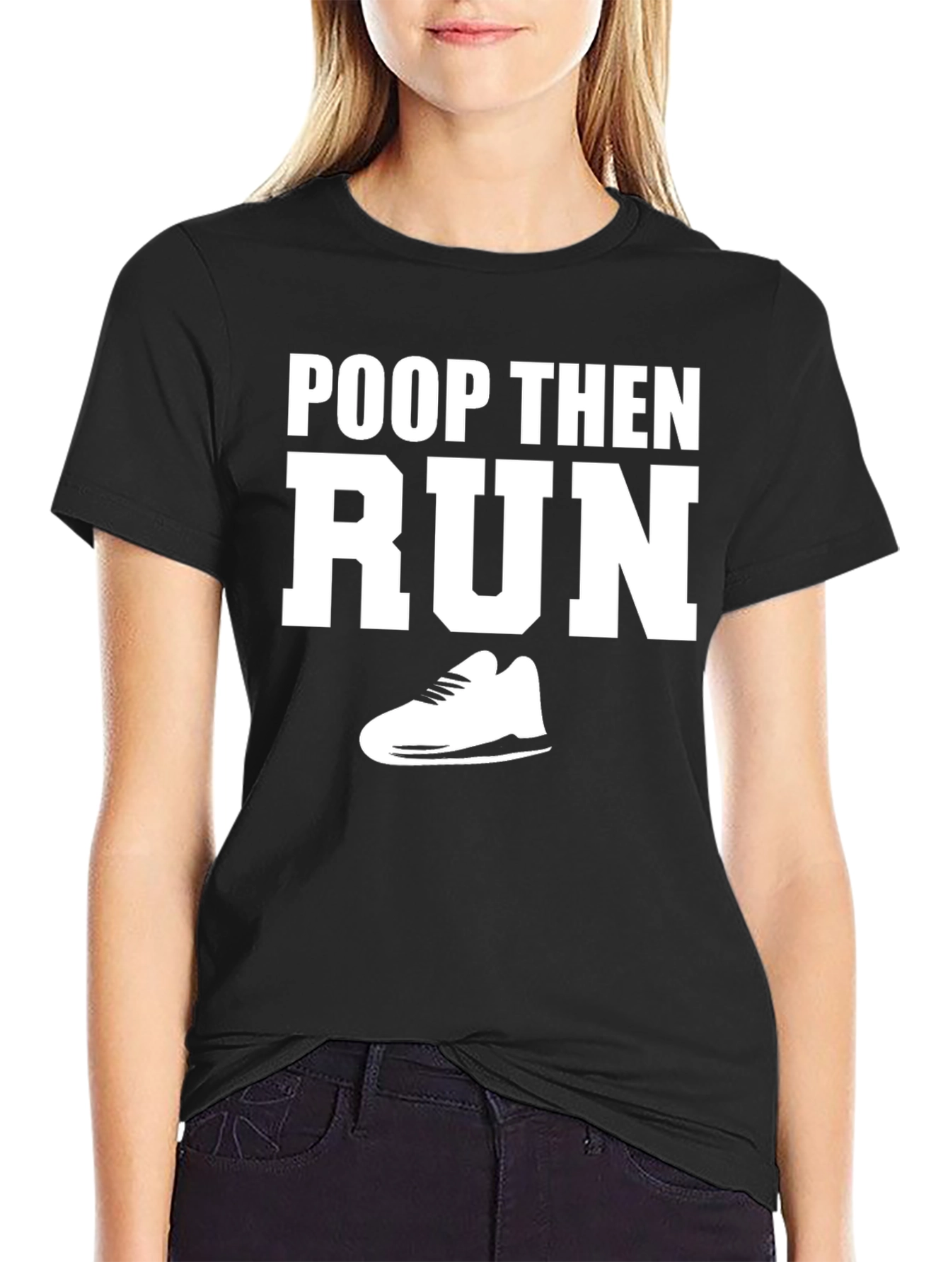 Black Poop Then Run Graphic Tee - Funny Workout Shirt view 2