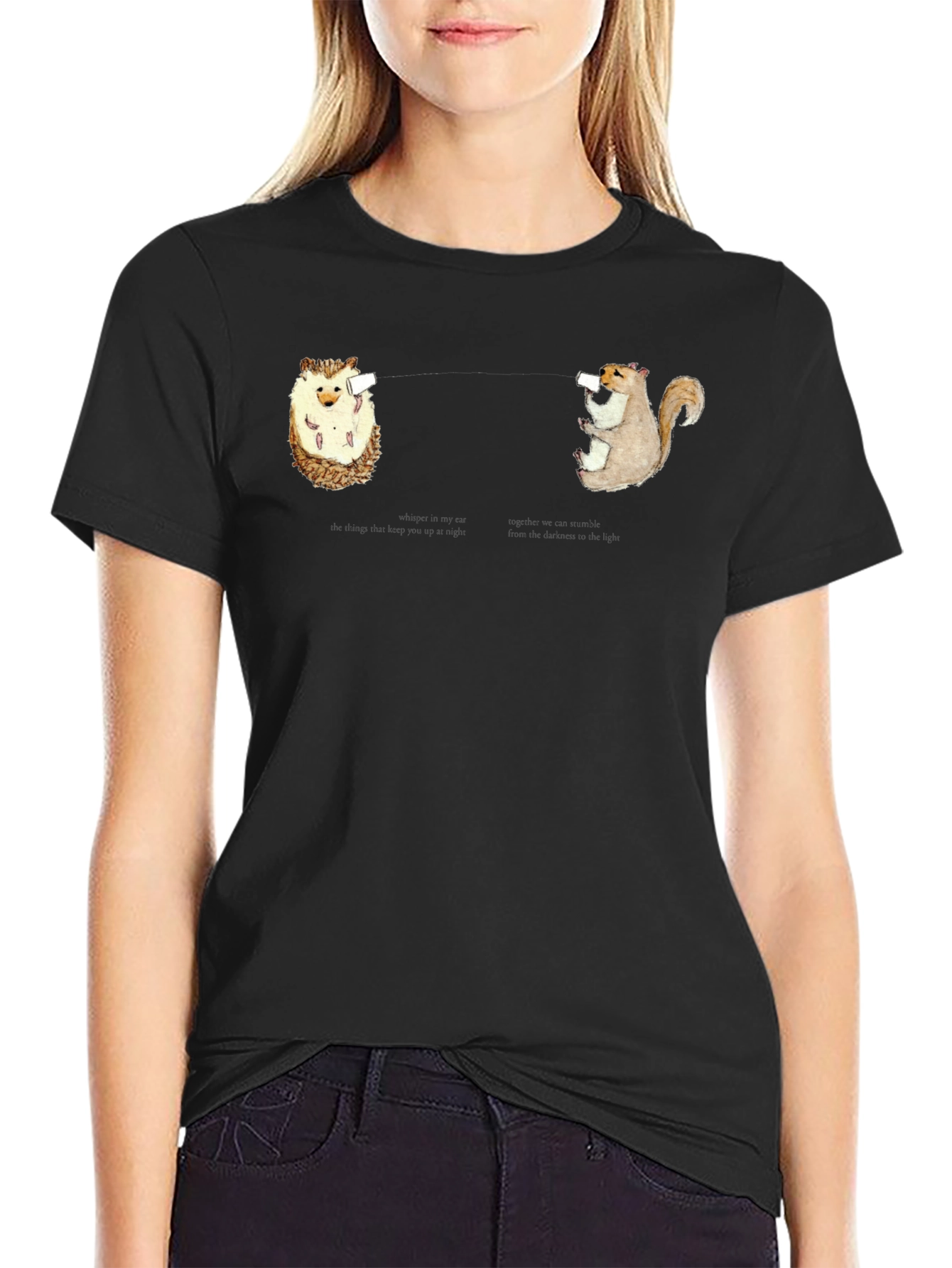 Black Drinking Animals Graphic T-Shirt view 2