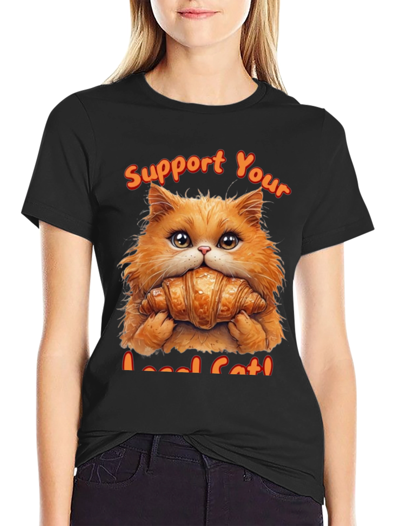 Black Support Your Local Cat T-Shirt view 2