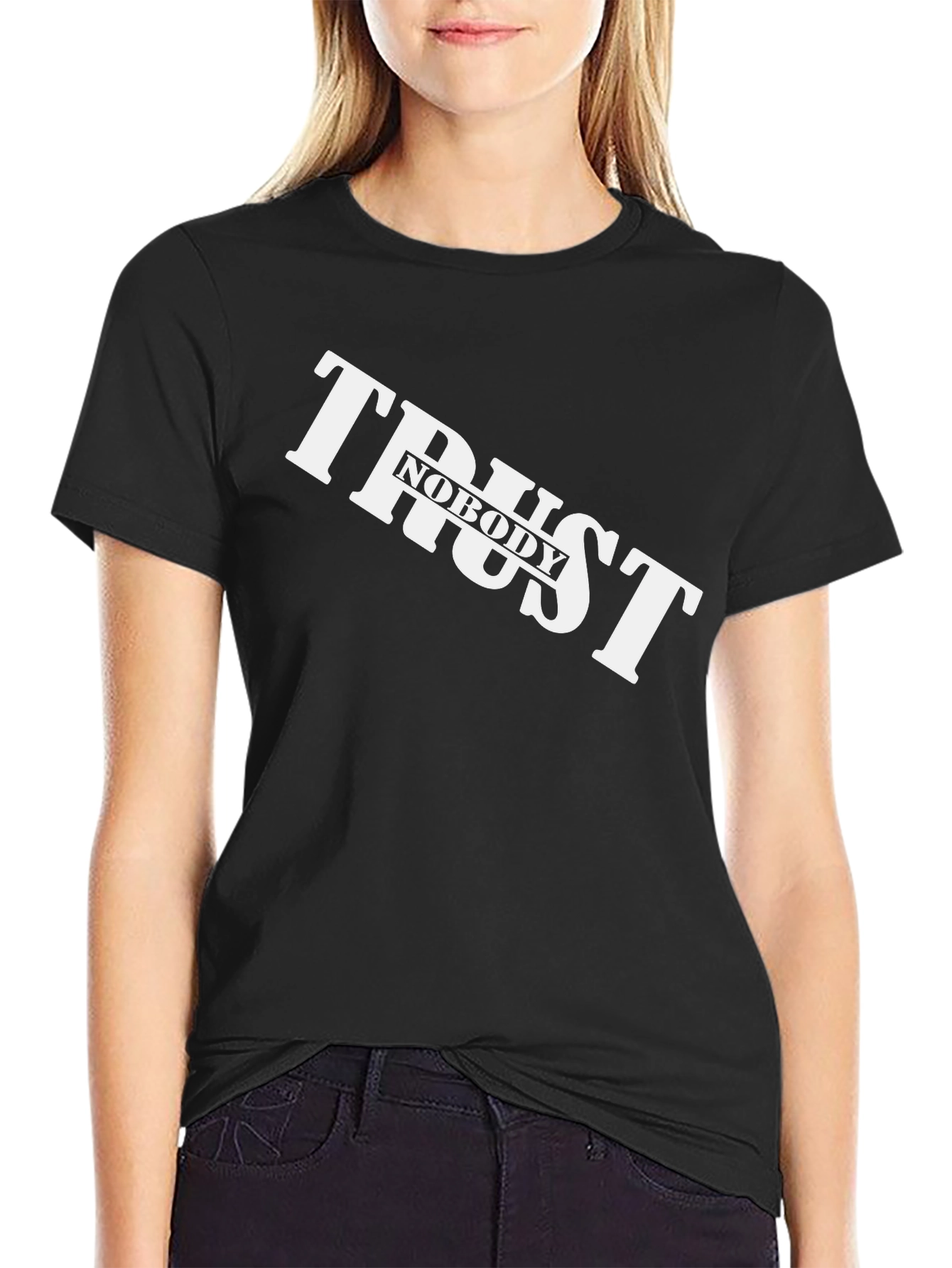 Black Trust Nobody Graphic Black T-Shirt view 2
