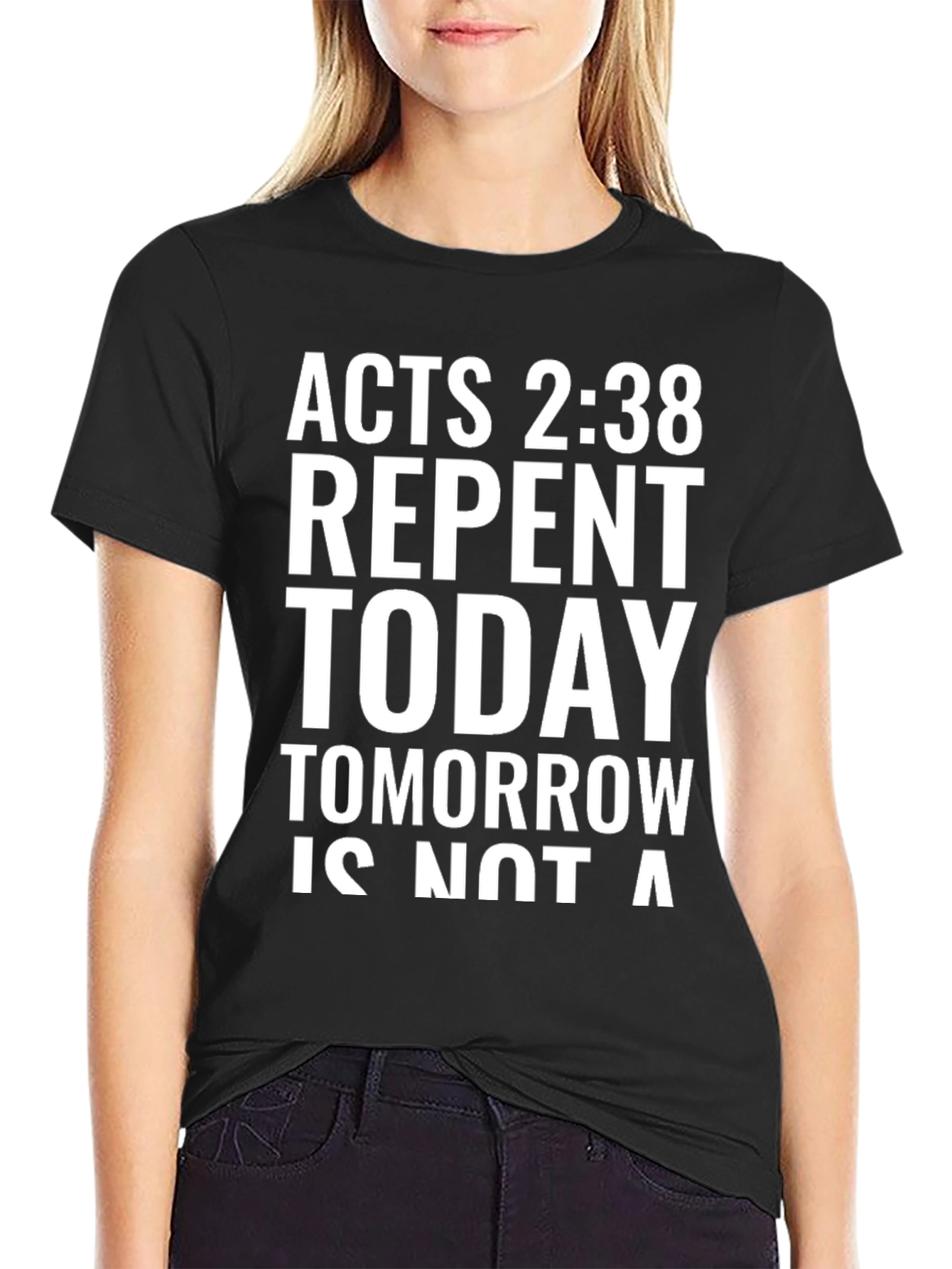 Black Repent Today T-Shirt - Christian Graphic Tee view 2