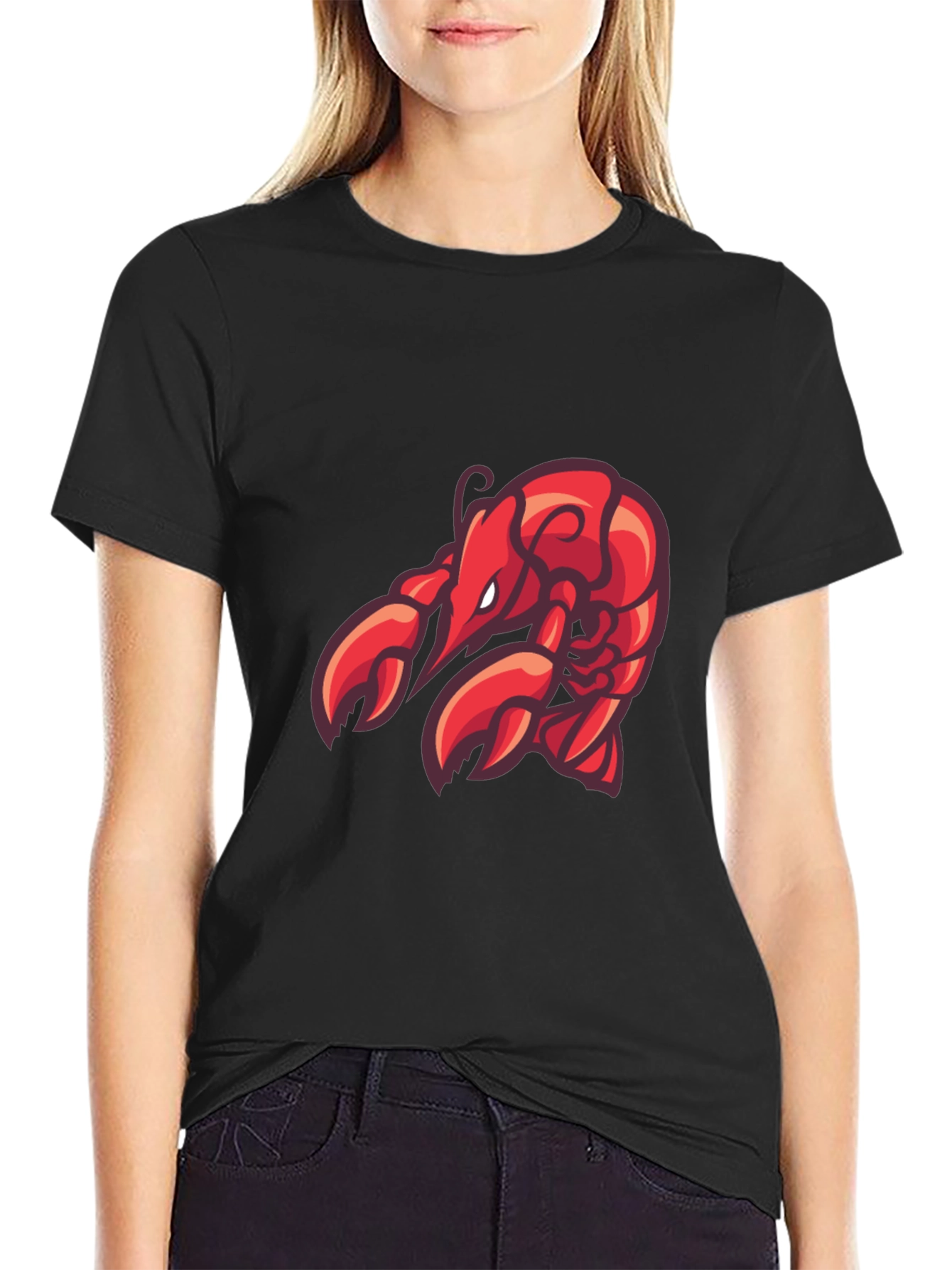 Black Lobster Graphic Tee - Black Cotton T-Shirt view 2