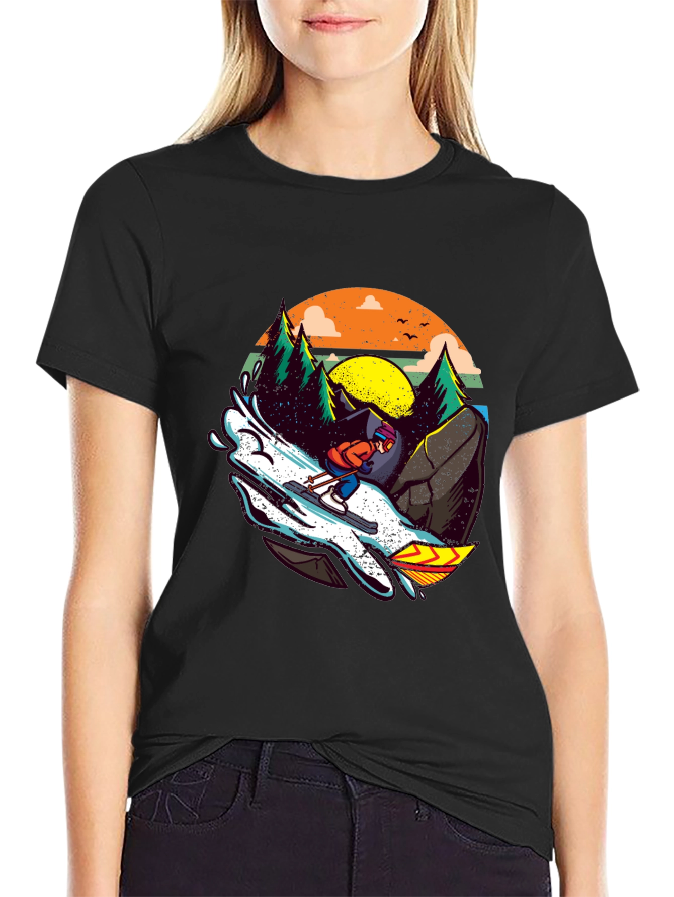 Black Skiing Adventure Graphic Tee view 2