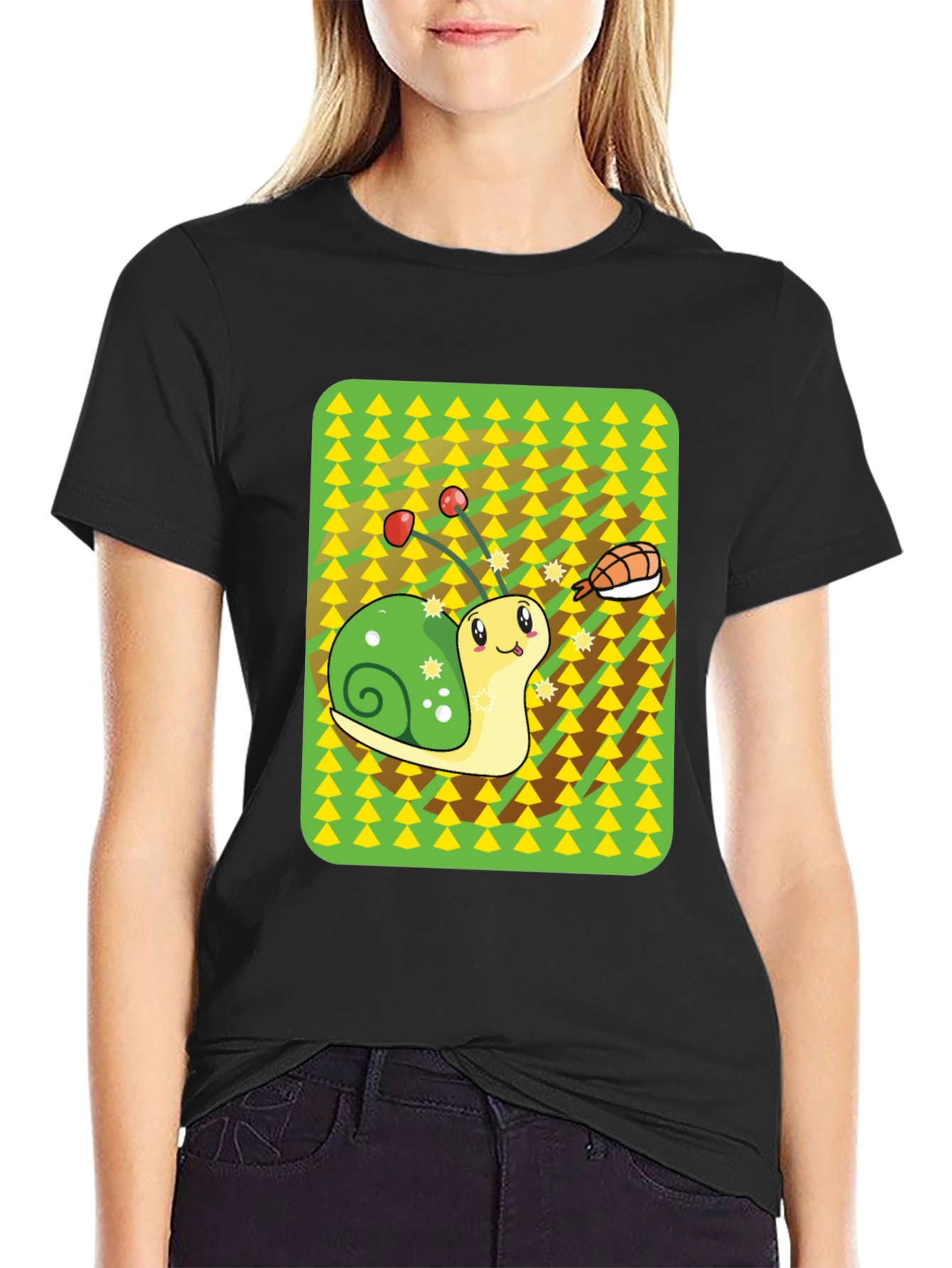 Black Snail Sushi Graphic Tee - Novelty T-Shirt view 2