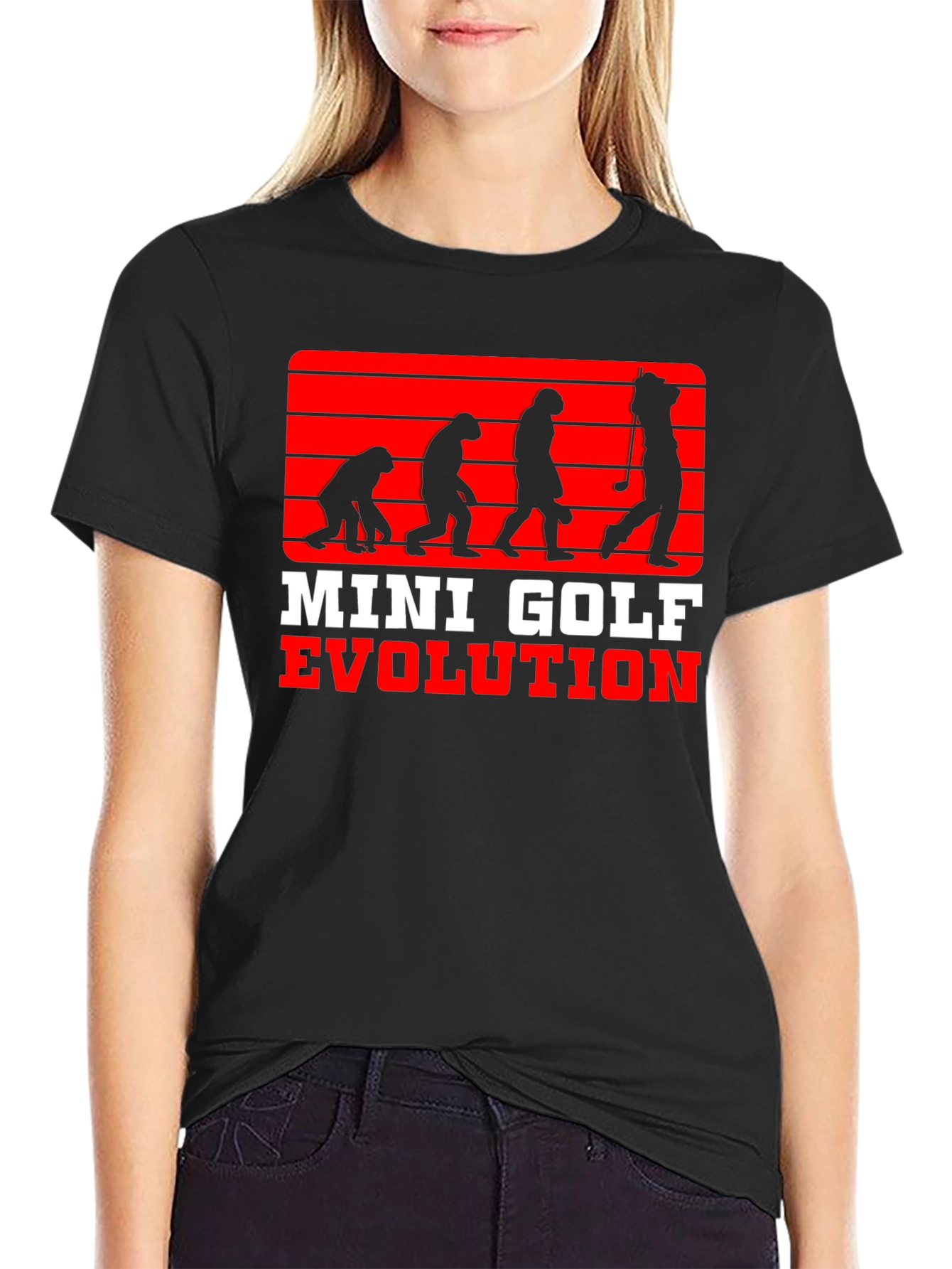 Black Mini Golf Evolution Tee - Funny Golfer T-Shirt view 2