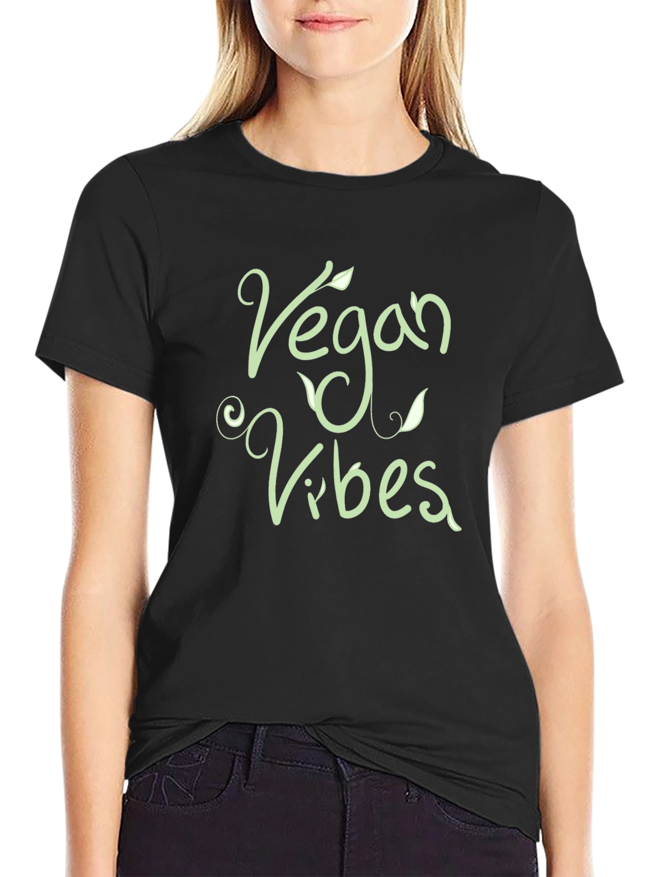 Black Vegan Vibes Black T-Shirt - Stylish & Comfortable view 2