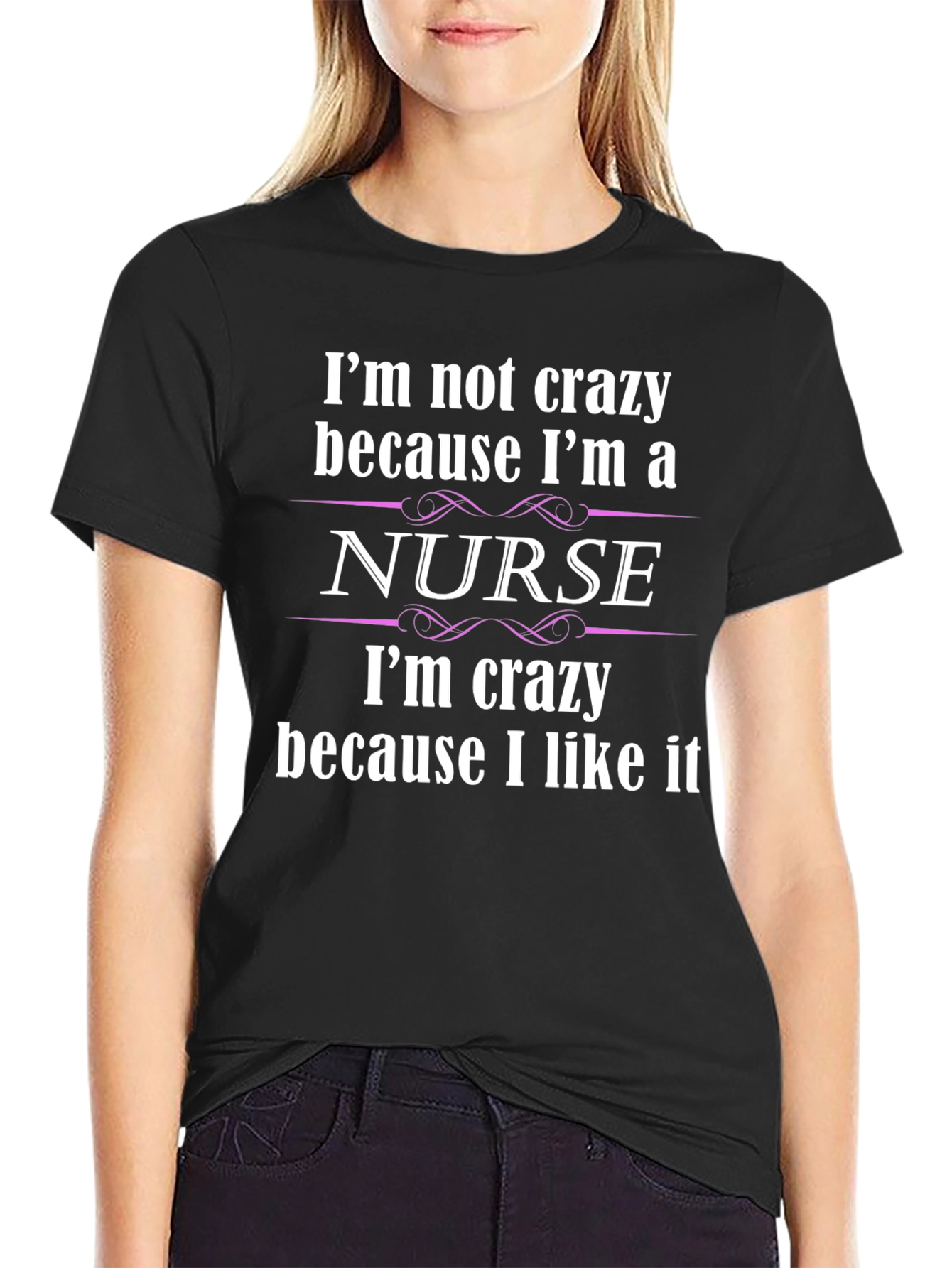 Black Crazy Nurse T-Shirt - Comfortable Cotton Blend view 2