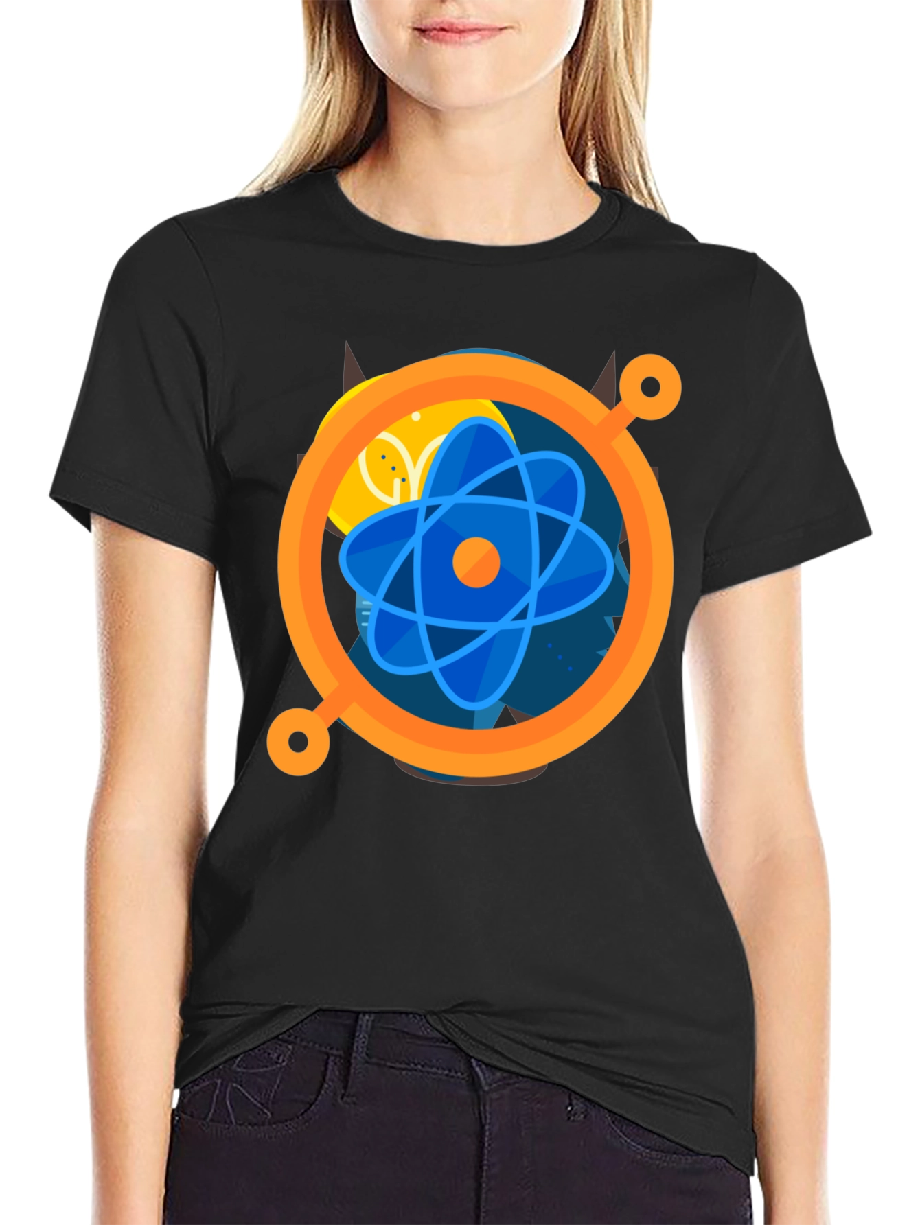 Black Geometric Design T-Shirt - Modern Graphic Tee view 2