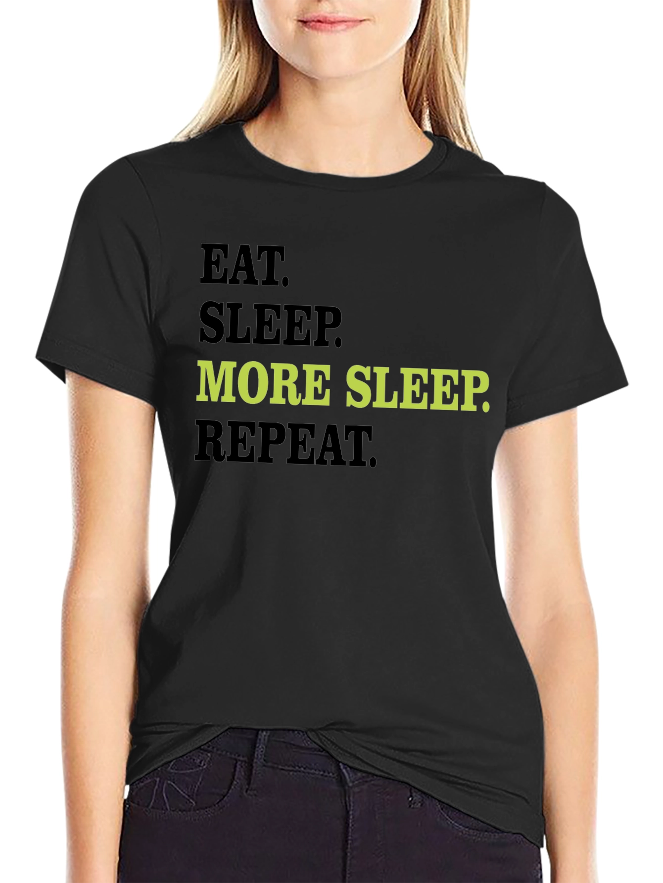 Black Eat Sleep More Sleep Repeat Graphic Tee view 2