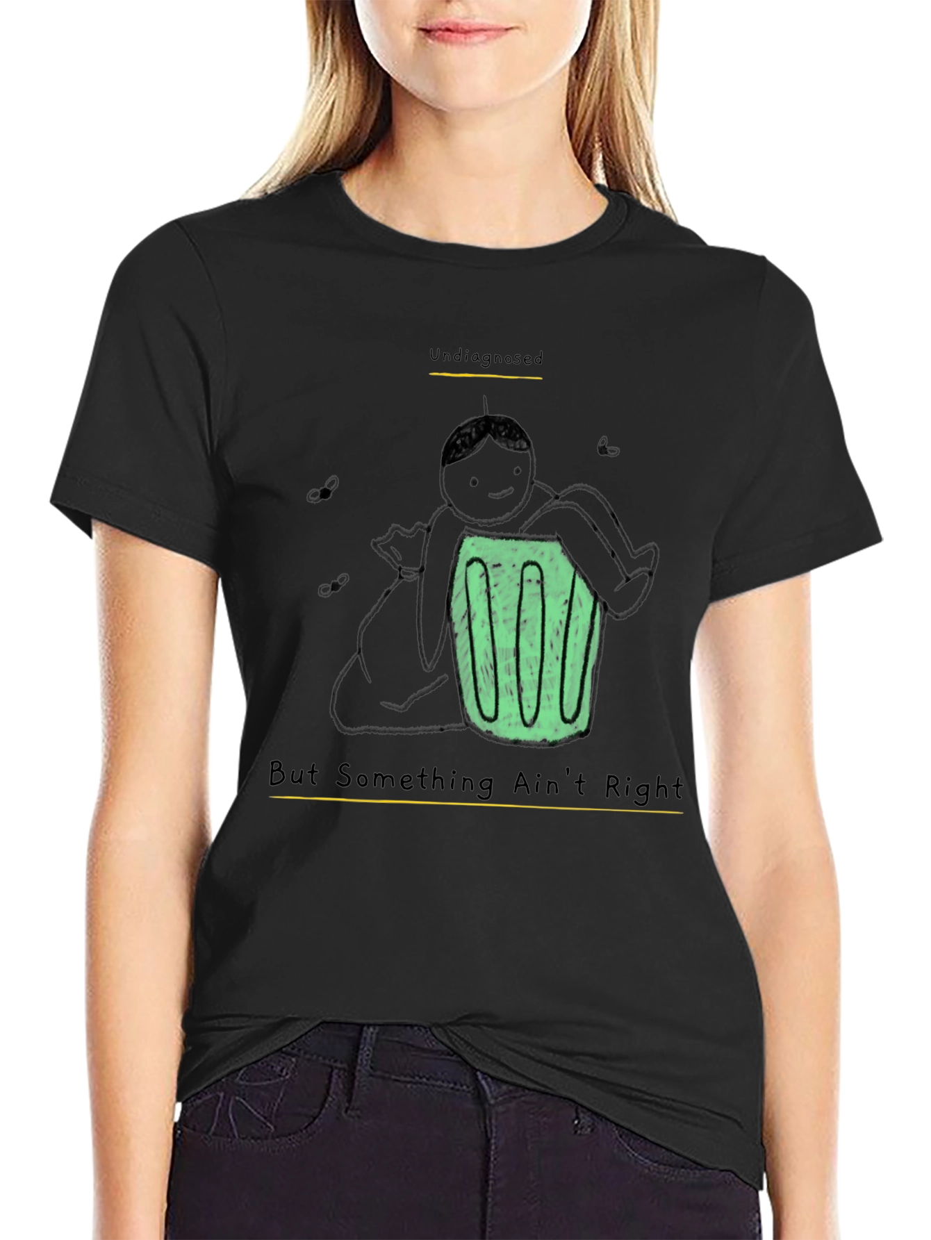 Black Undiagnosed Funny Graphic T-Shirt view 2