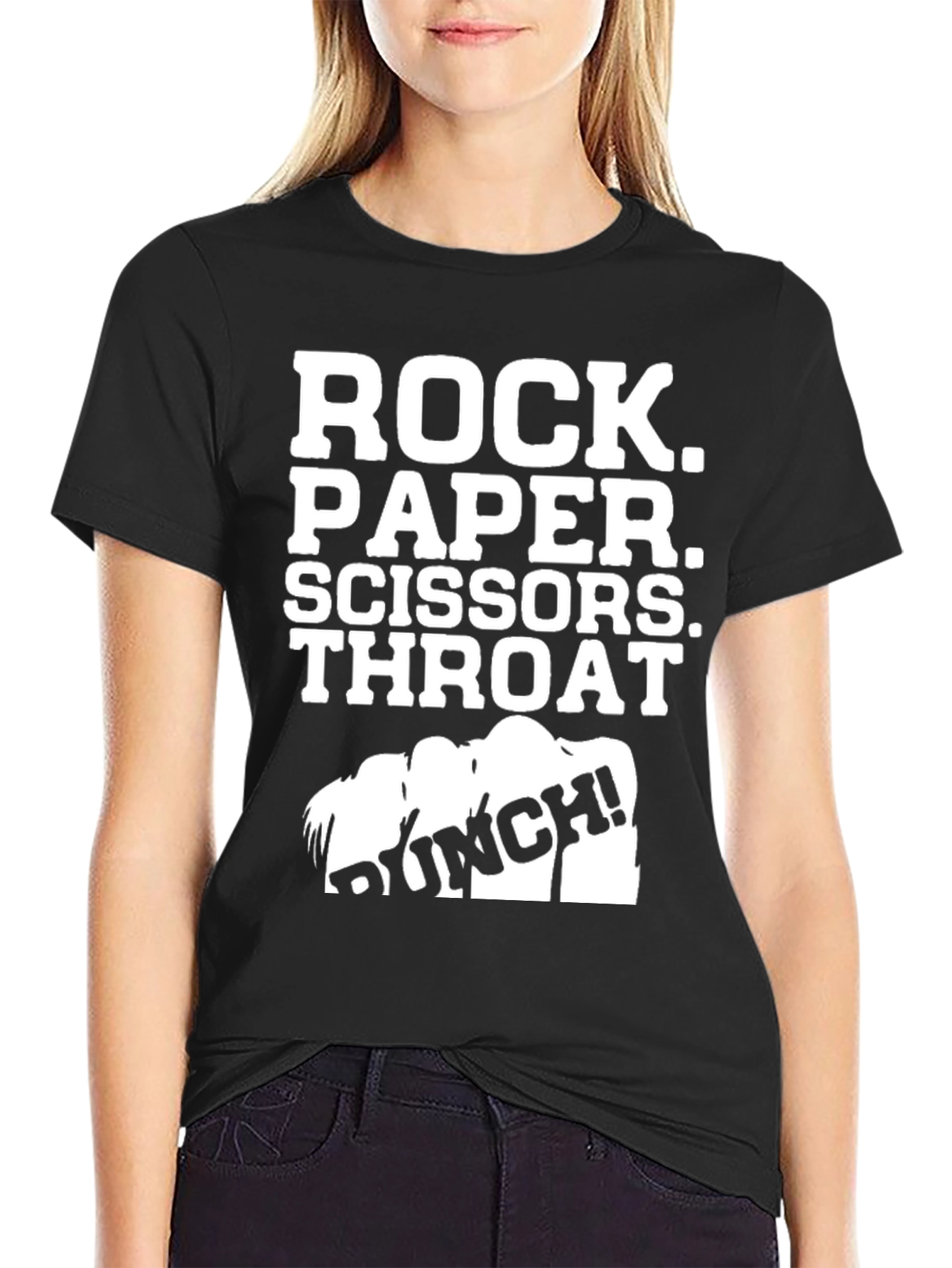 Black Rock Paper Scissors Throat Punch T-Shirt view 2